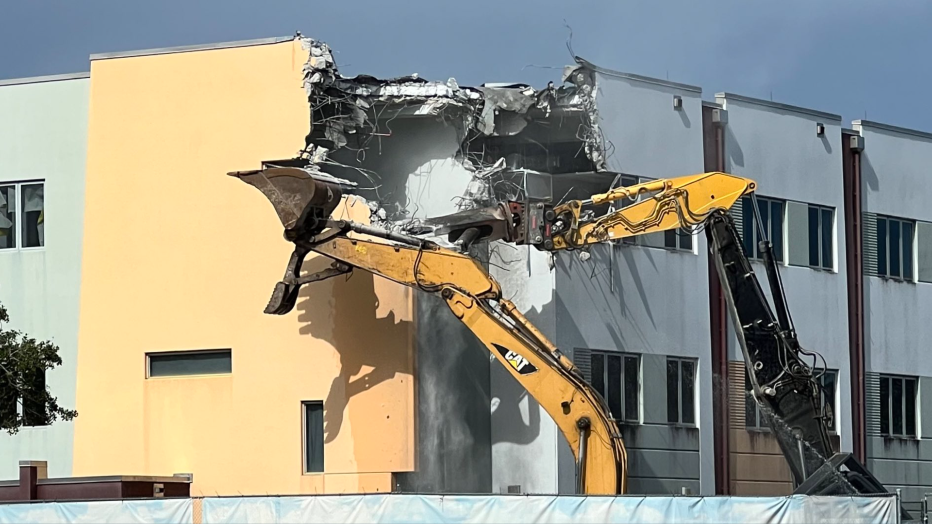 A building at Marjory Stoneman Douglas High is demolished