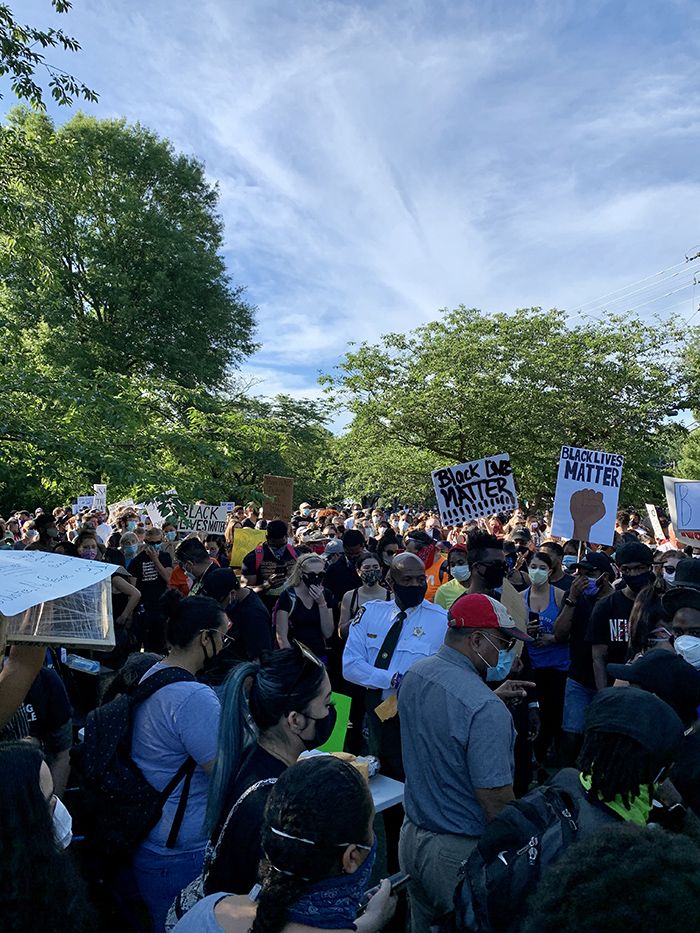Protesters in Myers Park