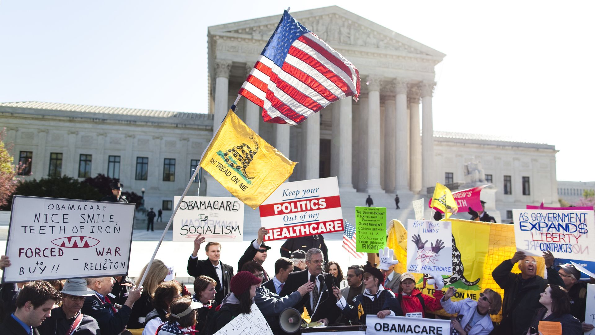 Protesters rally against the Affordable Care Act outside the Supreme Court in 2012