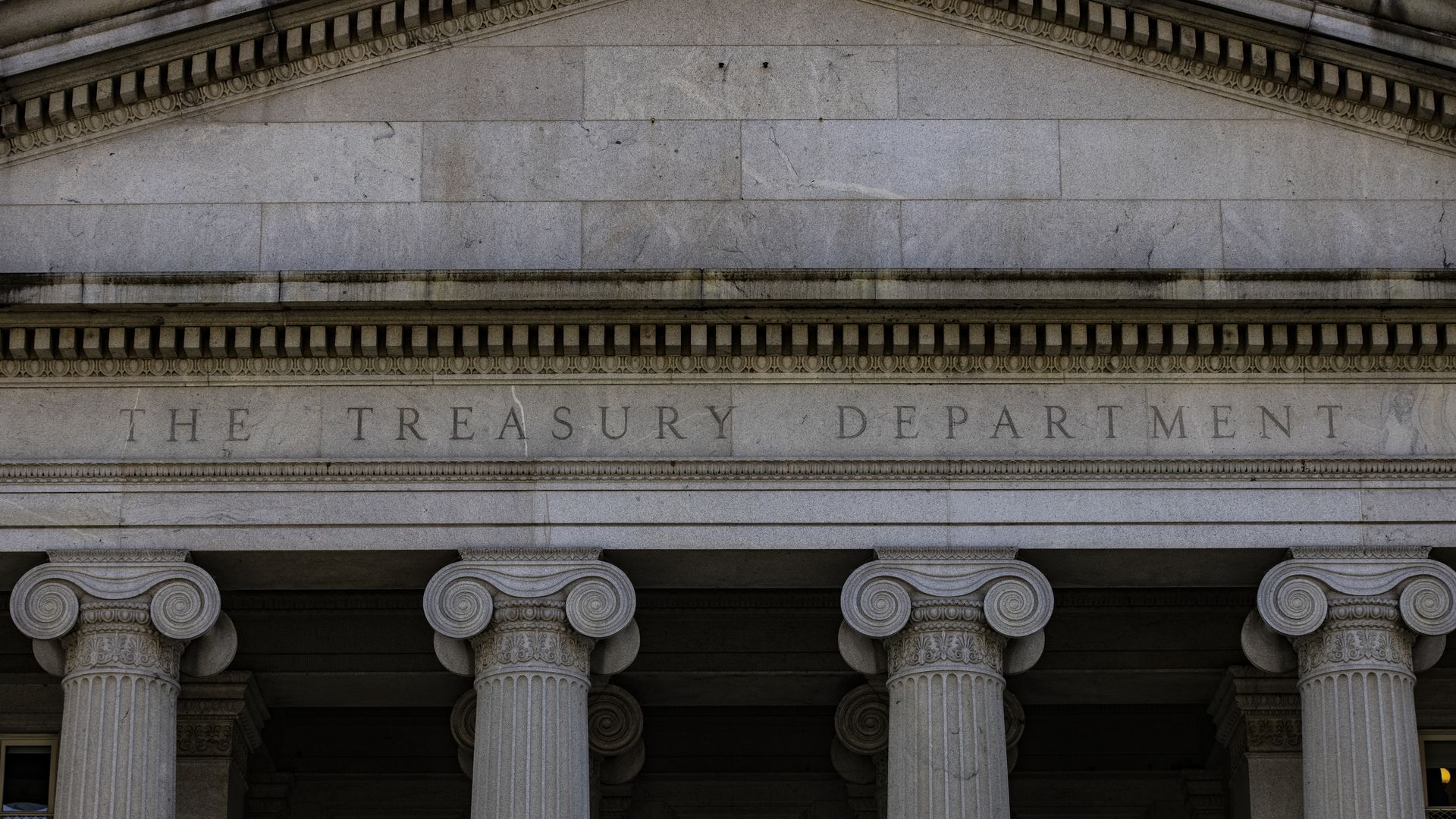 Photo of the front of the Treasury Department