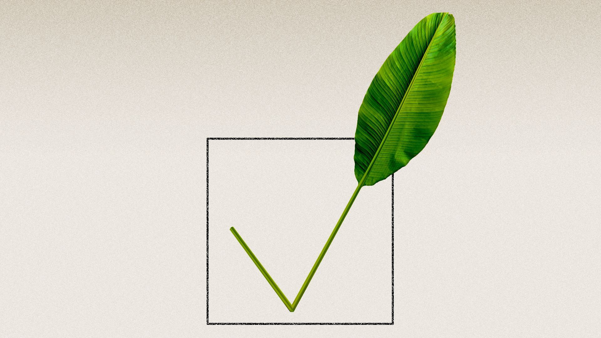 Illustration of a checkbox with a checkmark made from a leaf.