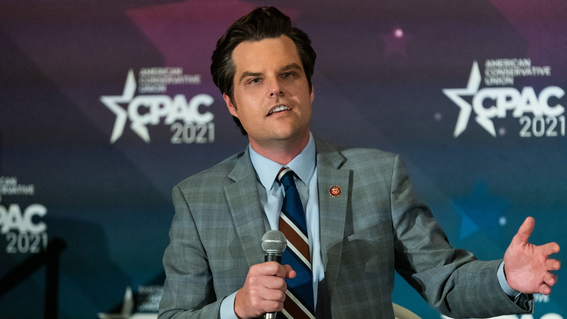 Representative Matt Gaetz, a Republican from Florida, speaks during panel at the Conservative Political Action Conference (CPAC) in Orlando, Florida, 