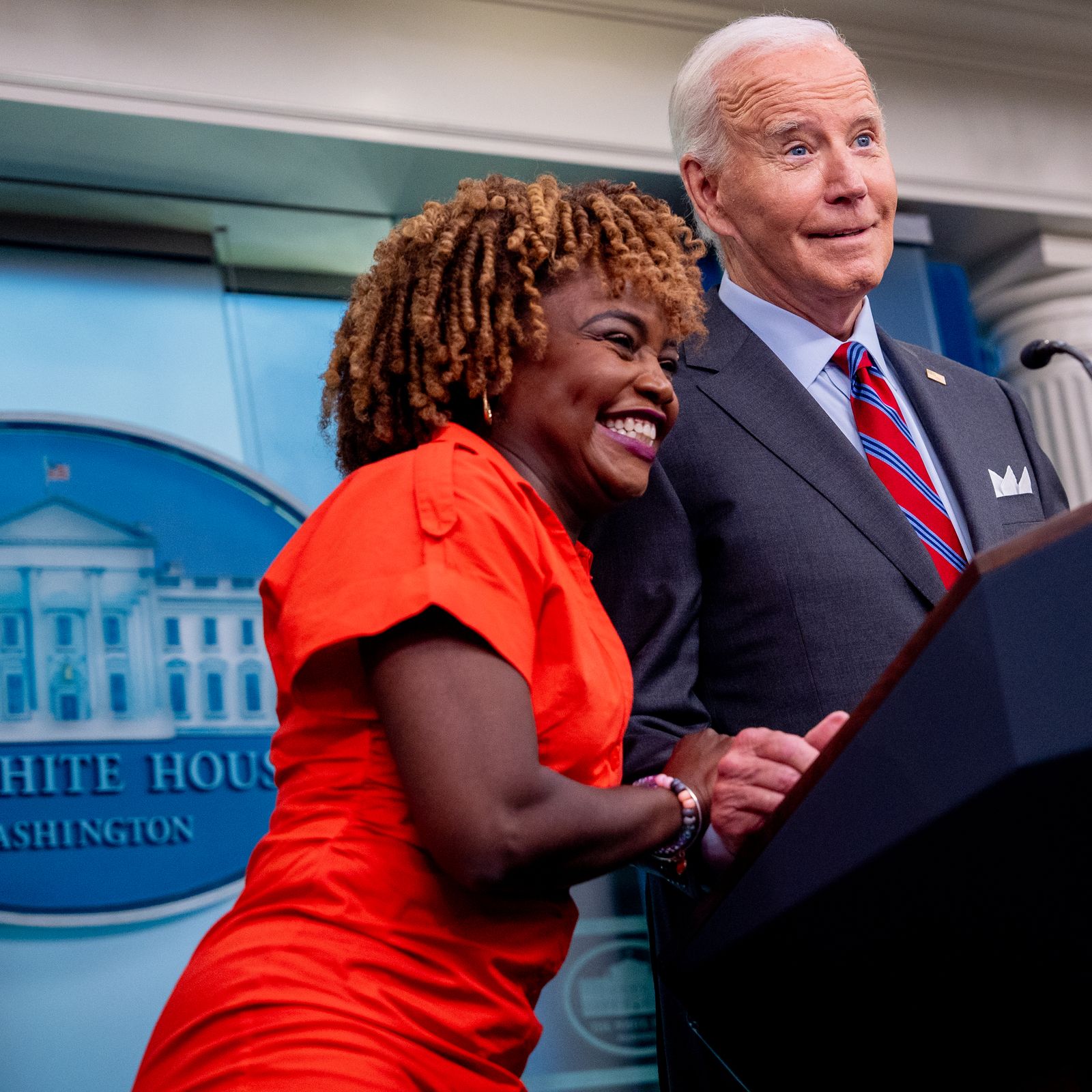 karine jean pierre red dress Karine Jean-Pierre profiled in Vogue, details Biden asking her to become press secretary