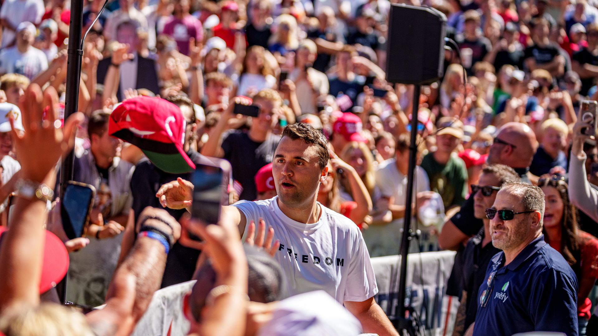 Charlie Kirk at Utah Valley University on September 10, where he was later shot and killed.