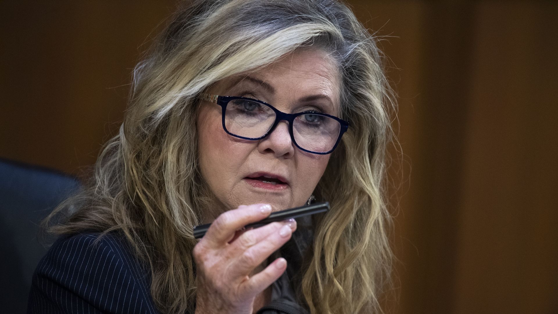Marsha Blackburn, (R-TN) speaks during a Senate Judiciary Committee hearing to examine Texas's abortion law on Capitol Hill on September 29, 2021 in Washington, DC.