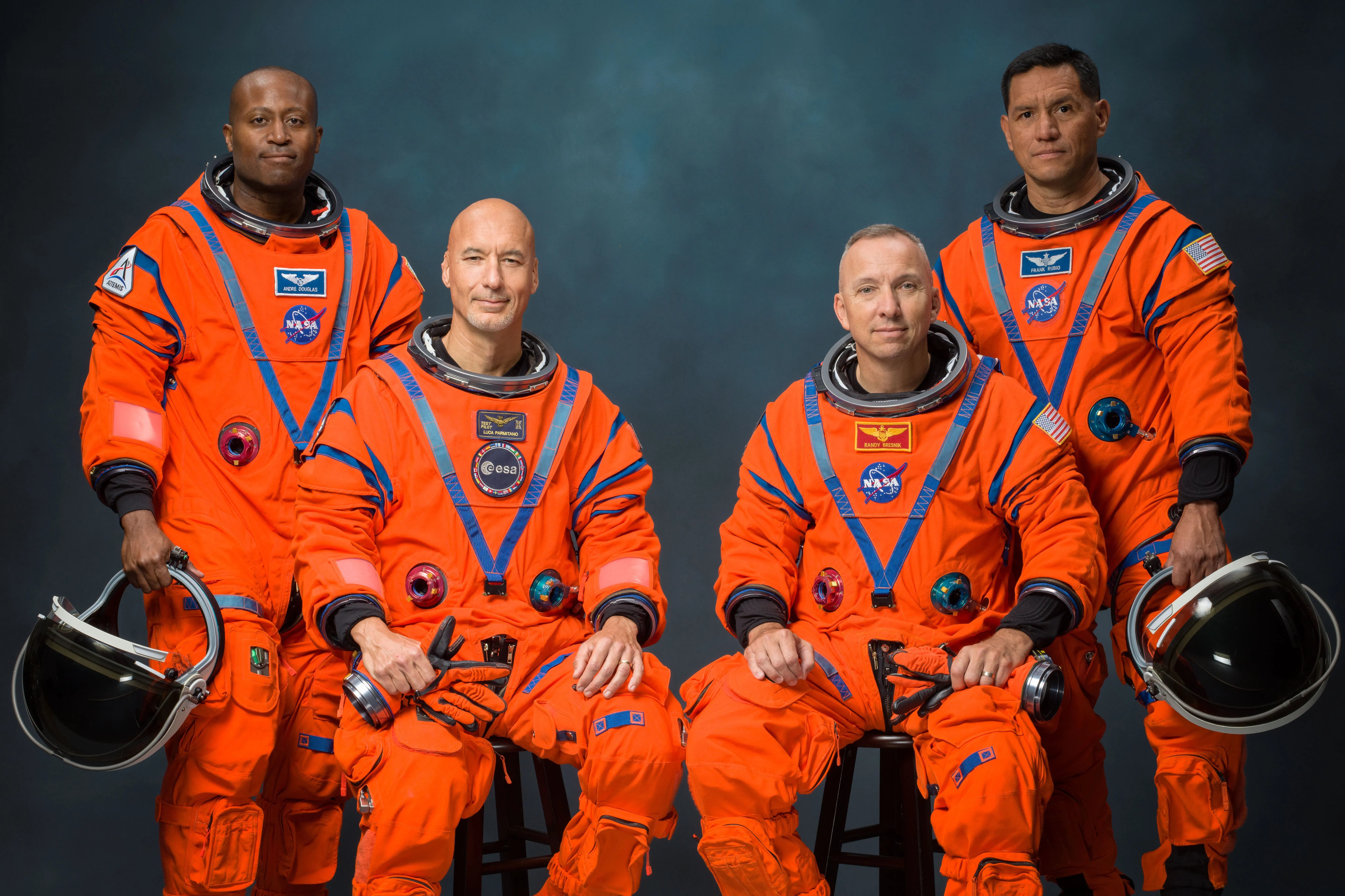 The Artemis III crew. From left: Andre Douglas, Luca Parmitano, Randy Bresnik, Frank Rubio. Photo: NASA/Bill Stafford
