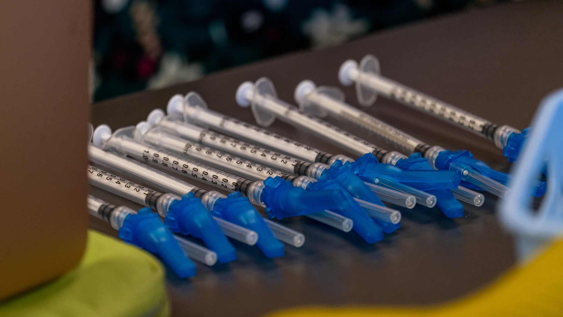 Pfizer-BioNTech Covid-19 vaccine syringes at a vaccination clinic in the Peabody Institute Library in Peabody, Massachusetts, U.S., on Wednesday, Jan. 26, 2022.