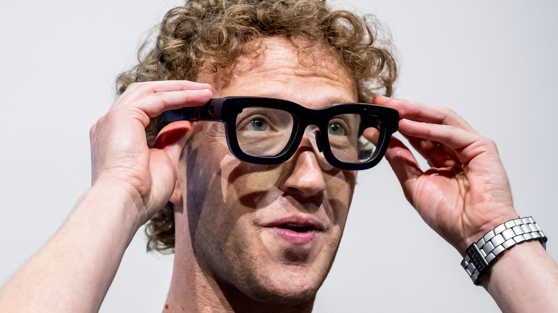 Marz Zuckerberg looking through AR glasses.