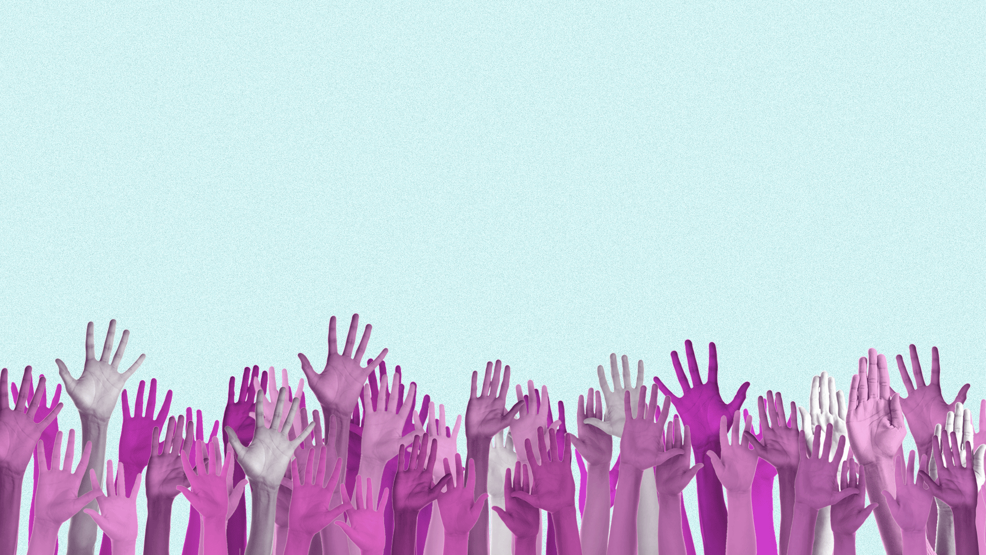Illustration of a line of hands raised up in the air.