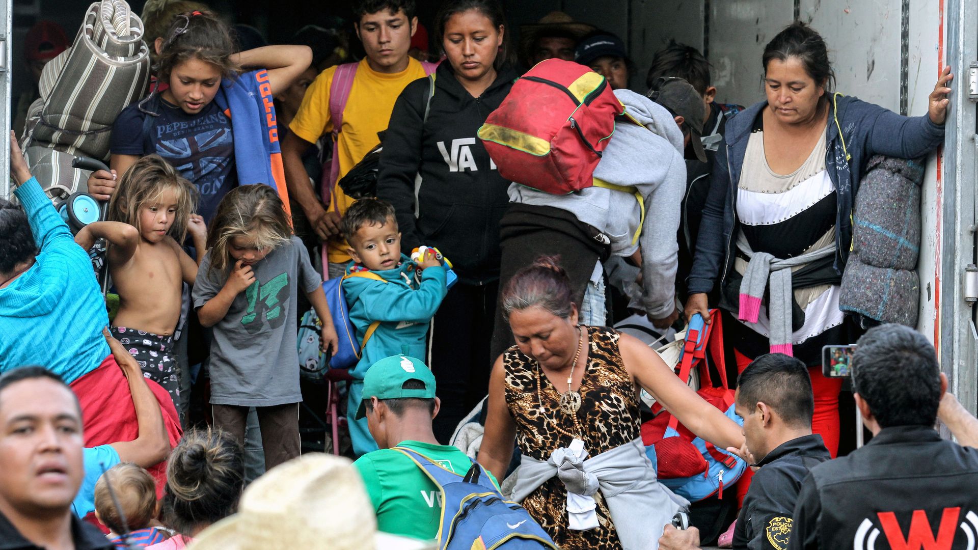 The migrant caravan on the move into the United States