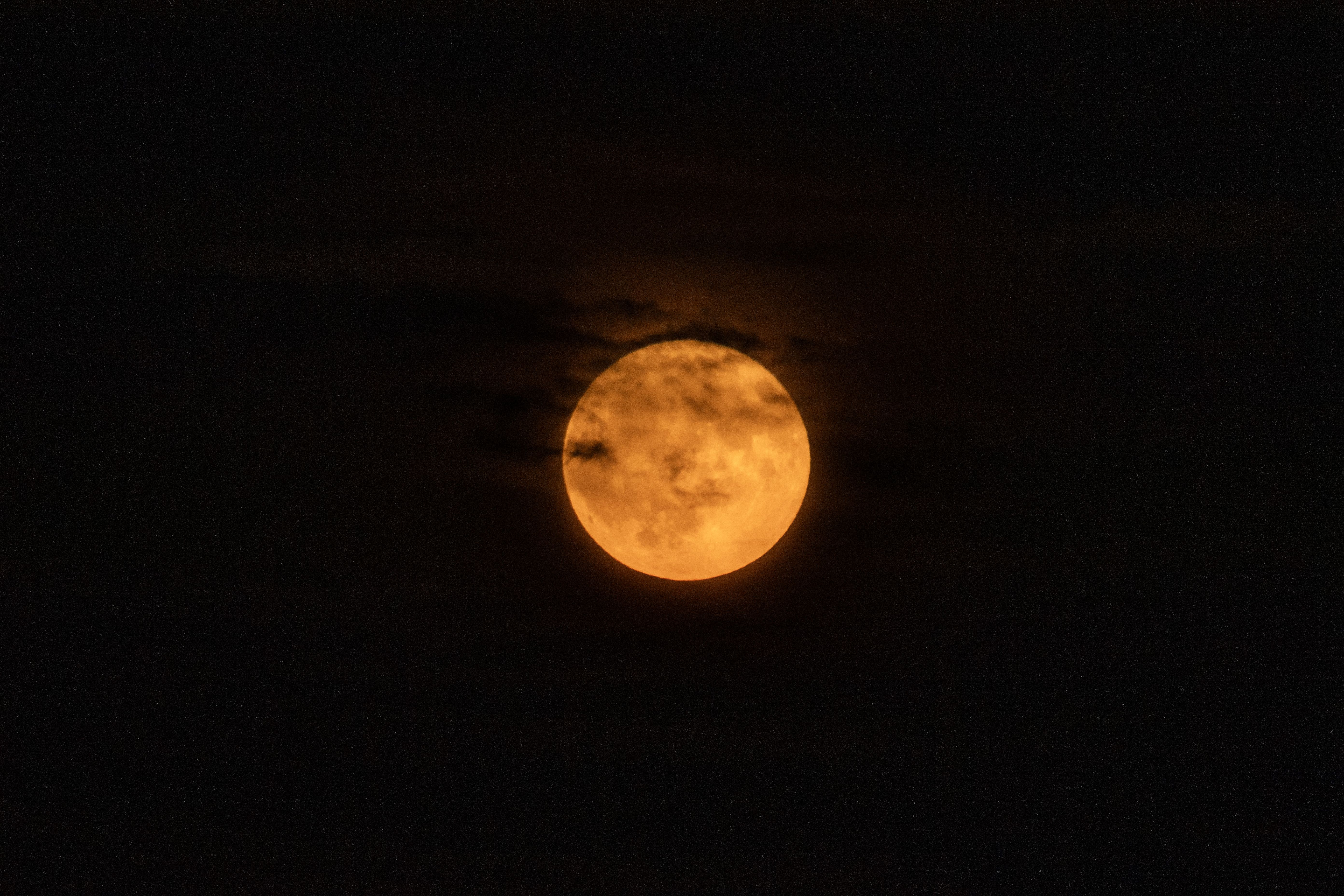 Full moon with an orangish tint