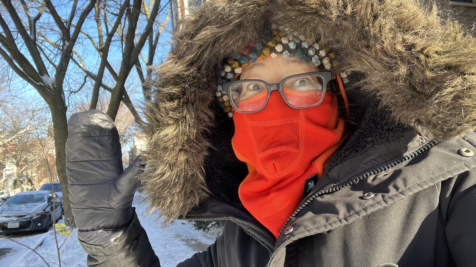 Photo of a woman bundled up in winter outerwear