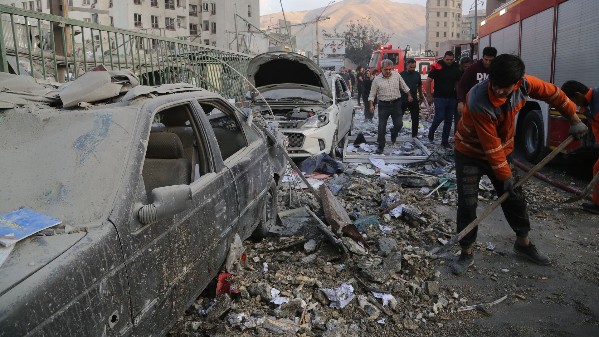 Damaged cars in Tehran