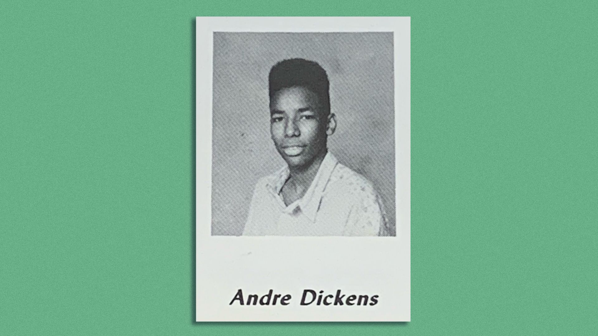 A high school portrait of Andre Dickens from the yearbook of Benjamin Mays High School