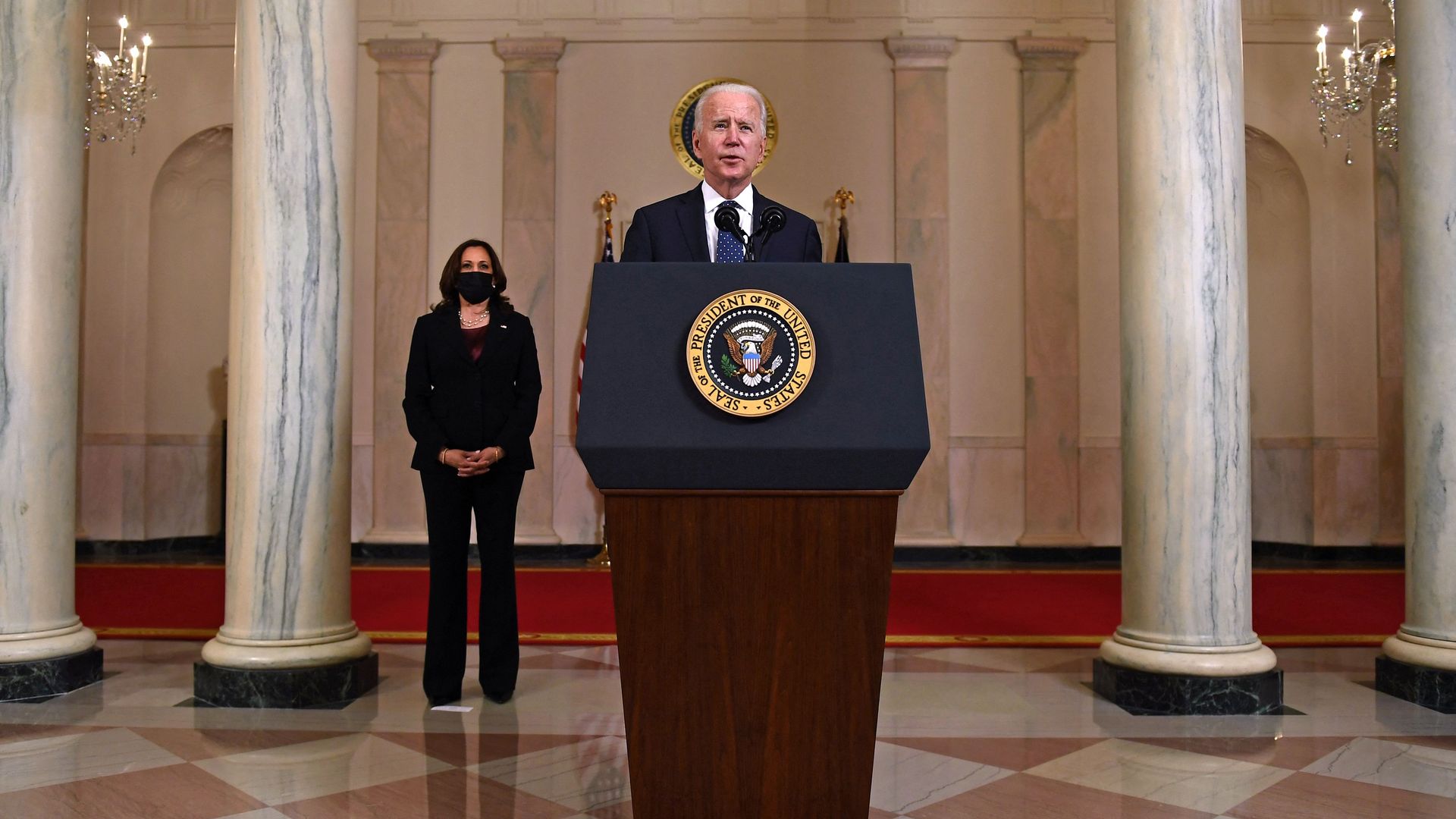 President Biden and Vice President Kamala Harris are seen addressing the nation following the Derek Chauvin trial.