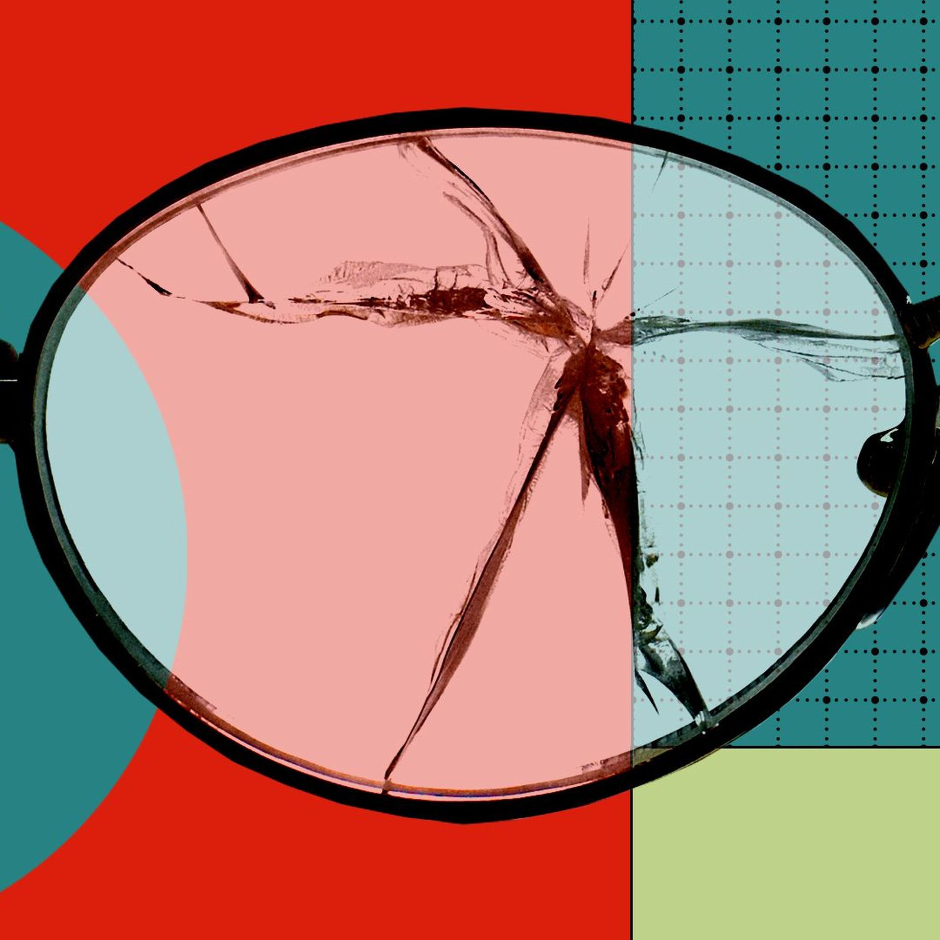 Illustration of broken eyeglasses