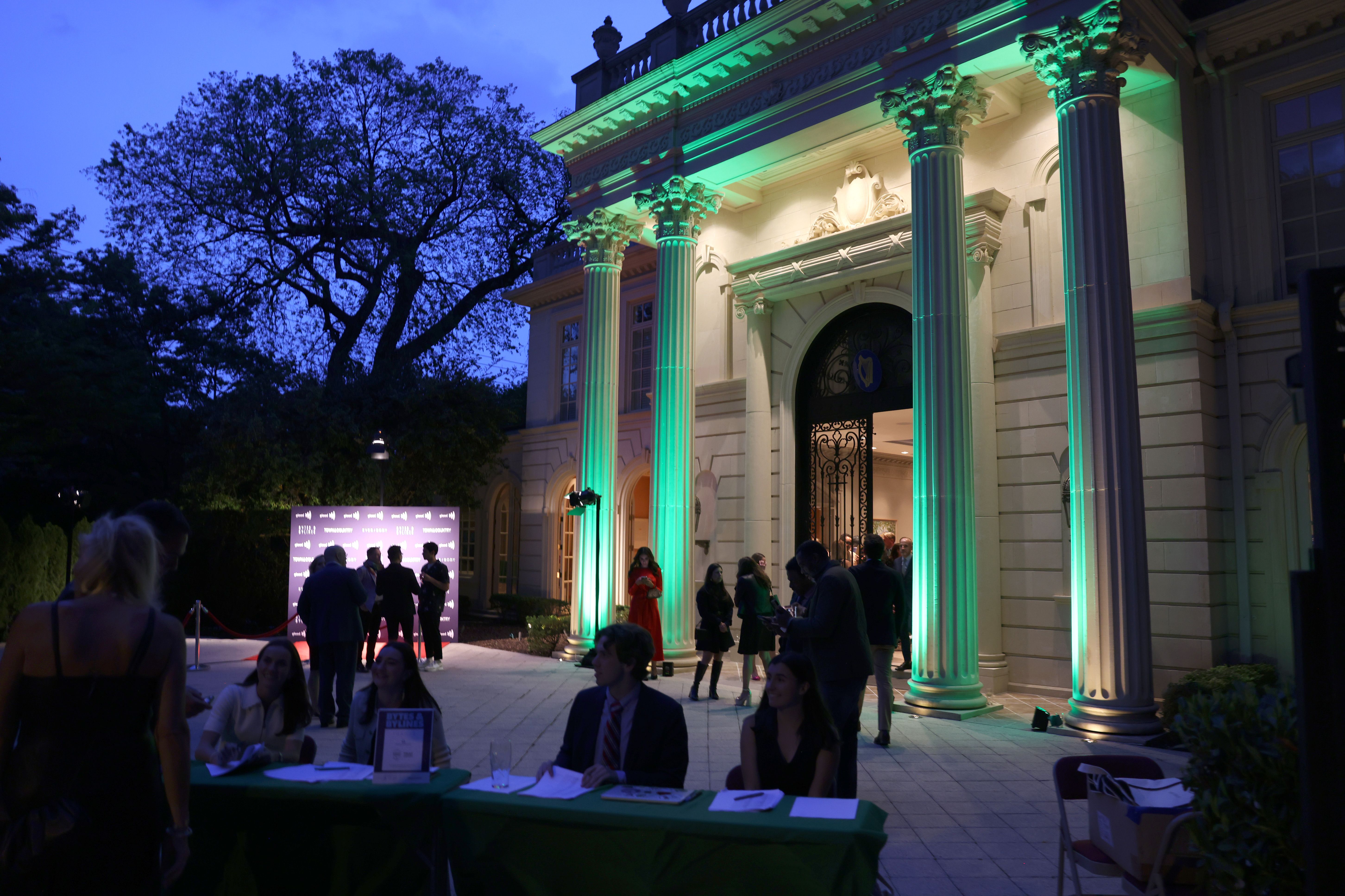 Guests arrive at GLAAD's Bytes & Bylines WHCD Reception at Embassy of Ireland on April 27