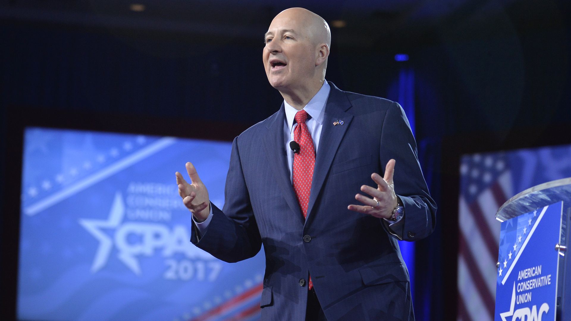 Nebraska Gov. Pete Ricketts speaking at CPAC 2017.