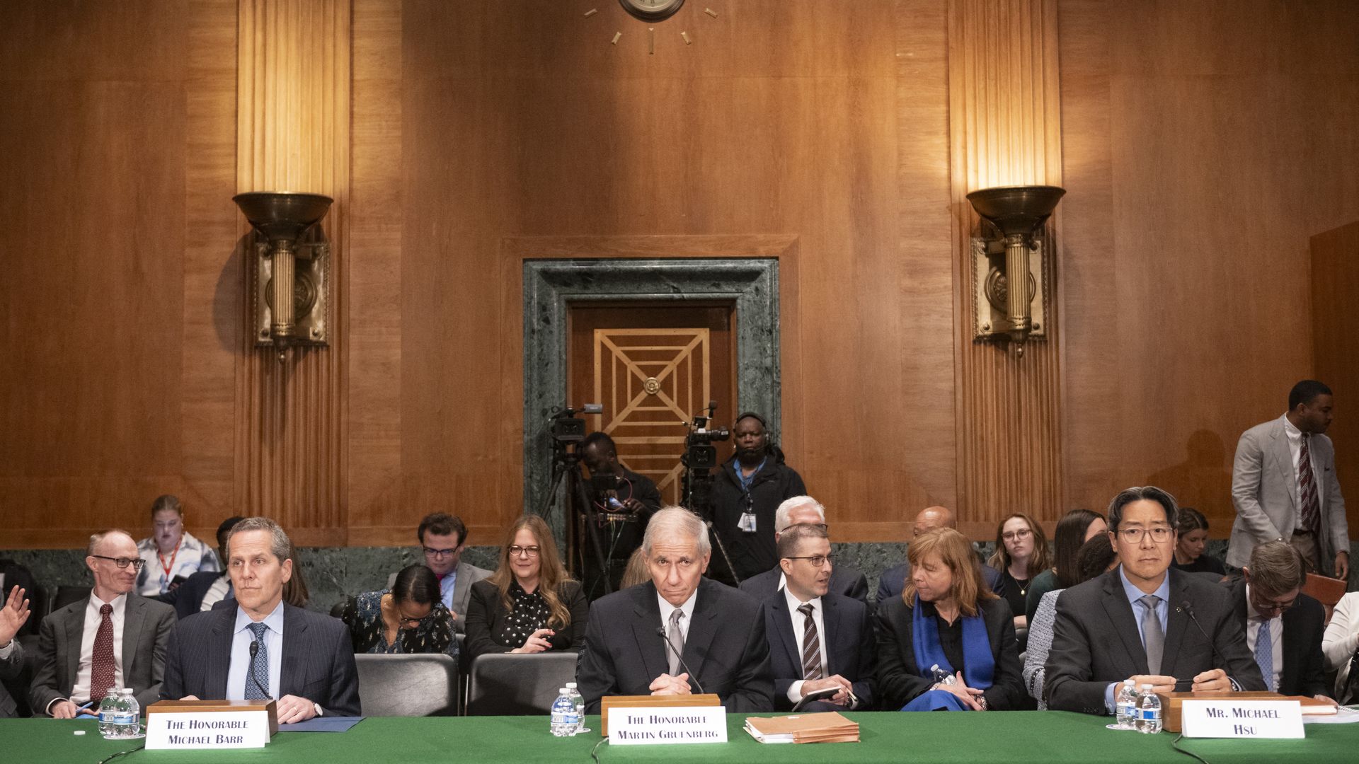 Fed vice chair Michael Barr, FDIC chair Martin Gruenberg, and acting comptroller of the currency Michael Hsu