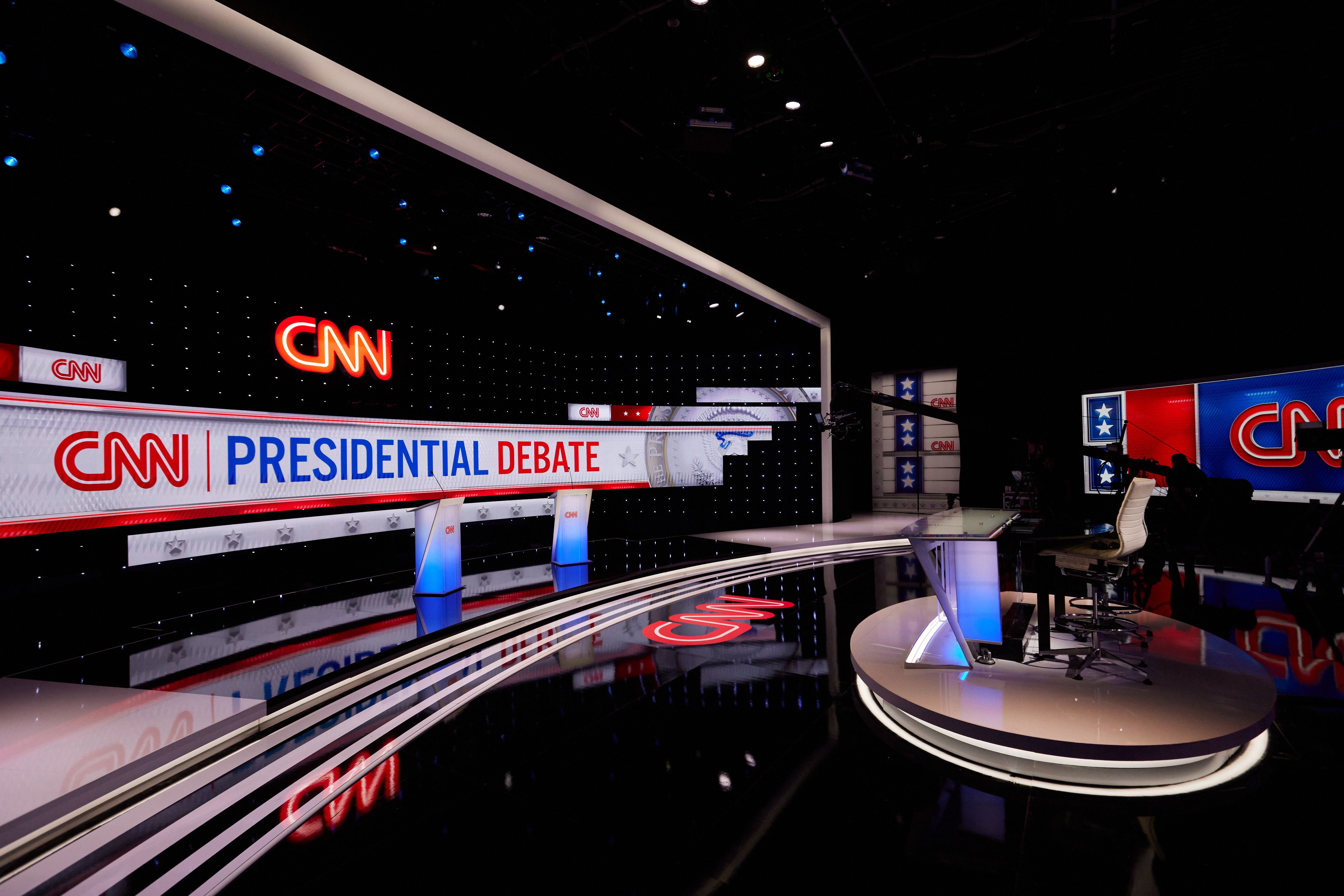 The stage for CNN's presidential debate tonight.