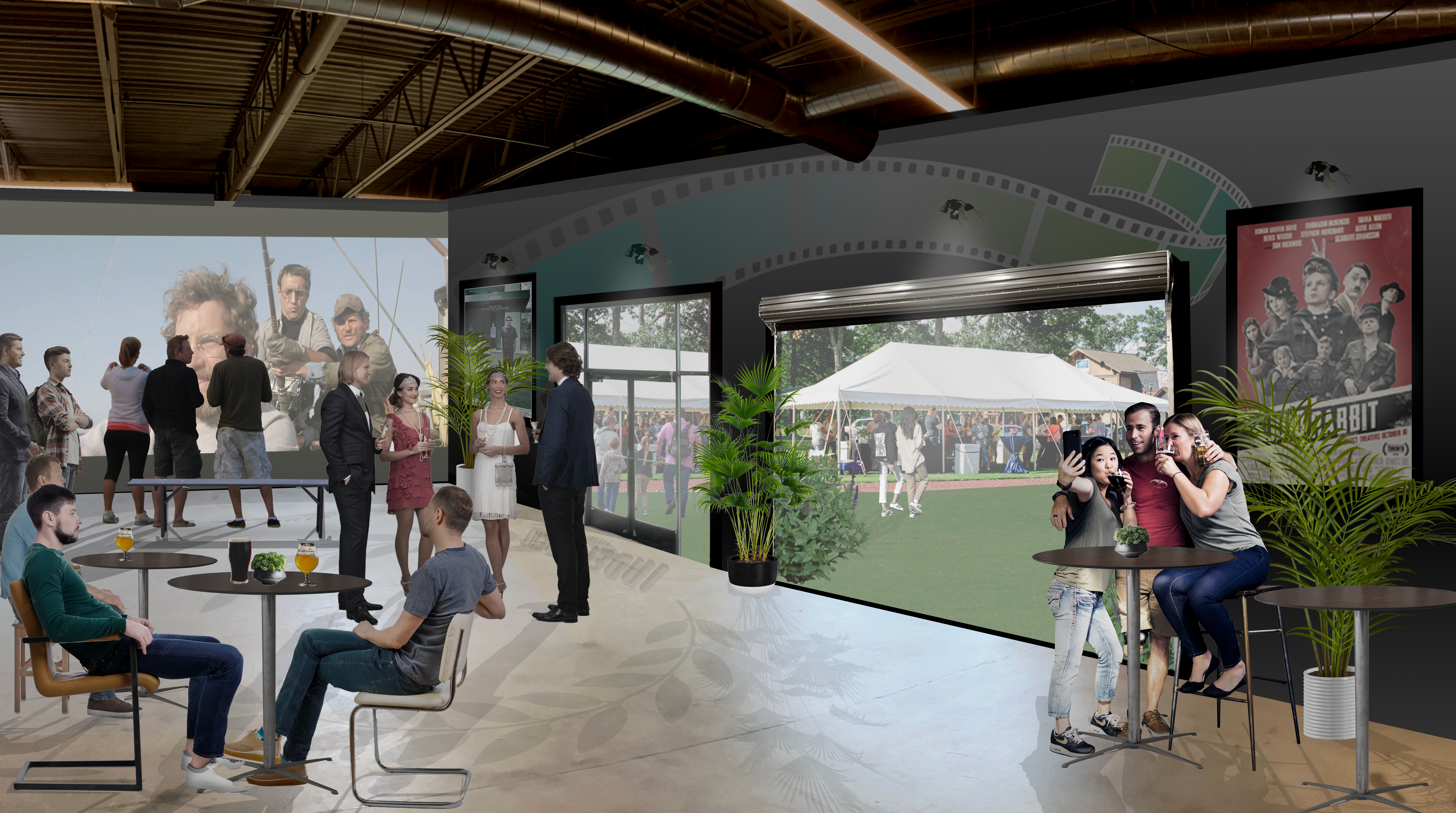 rendering of a movie theater space