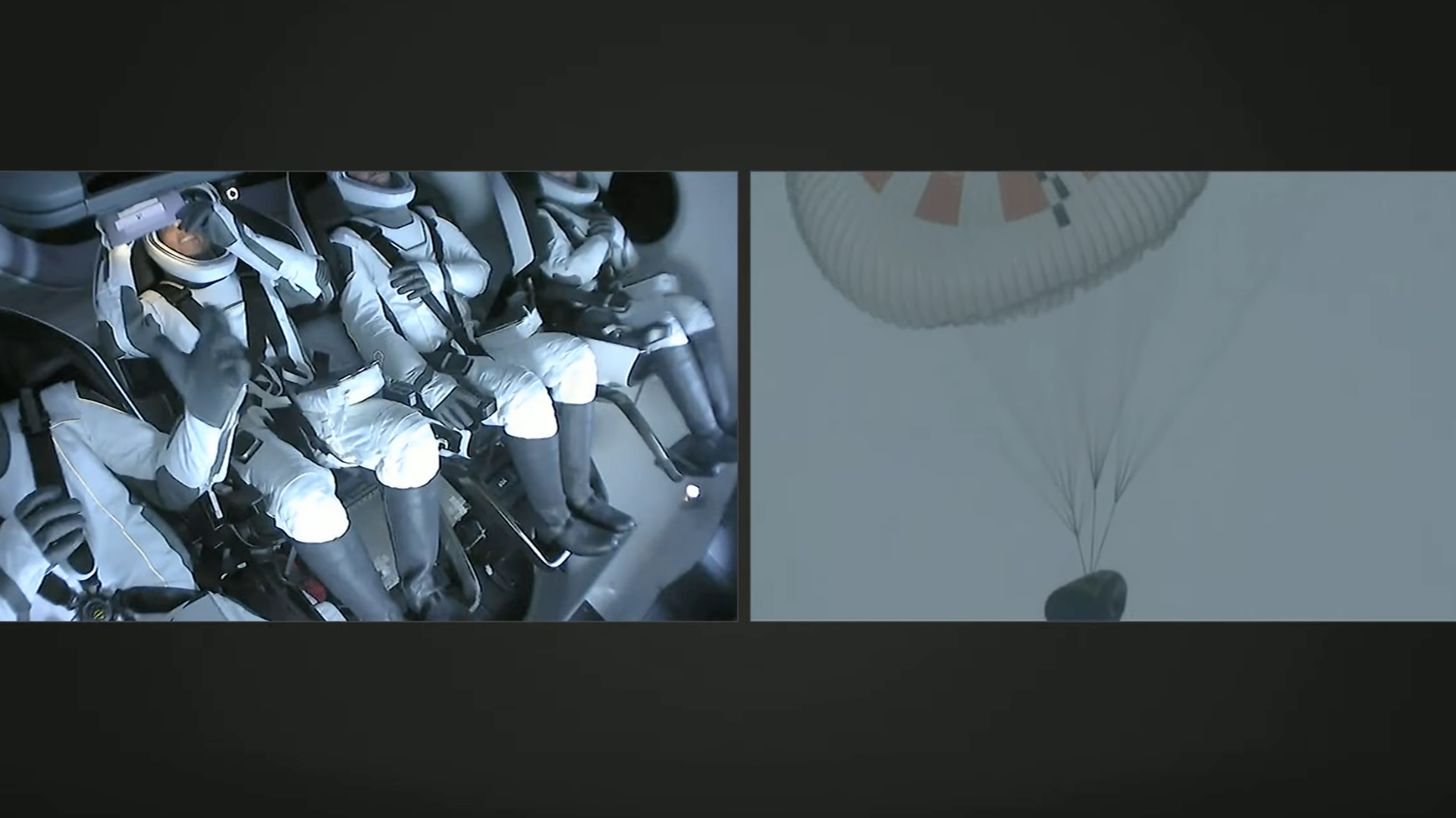 The Inspiration4 crew on the back back down to Earth after their flight in space.