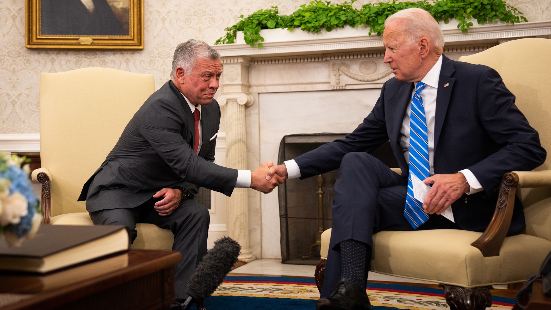 U.S. President Joe Biden and King Abdullah II of Jordan meet in the Oval Office of the White House in Washington, D.C., U.S., on Monday, July 19, 2021.
