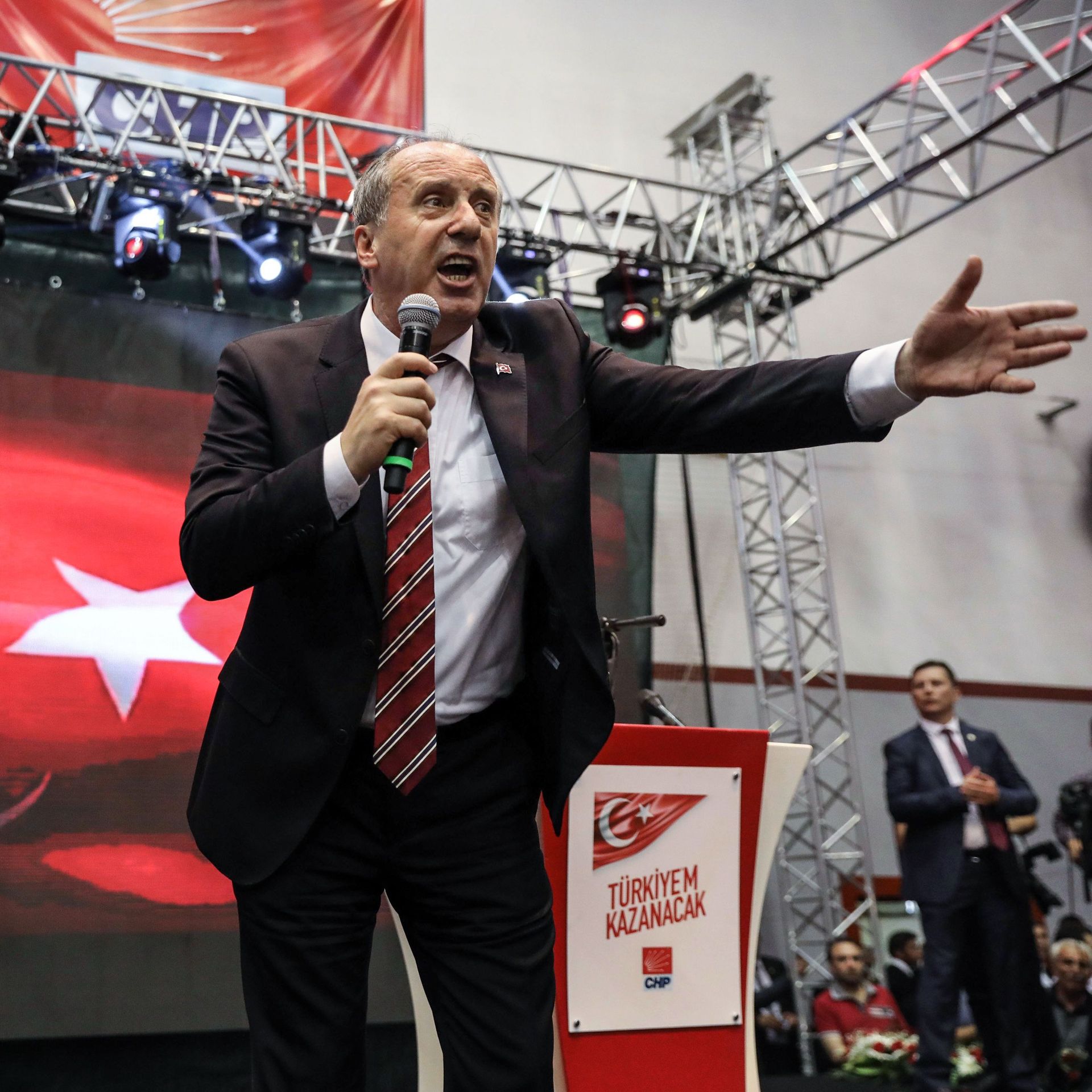 Muharrem Ince addresses Turkey's main opposition Republican People's Party meeting on May 4, 2018 , in Ankara after being named as its candidate to challenge Erdogan.