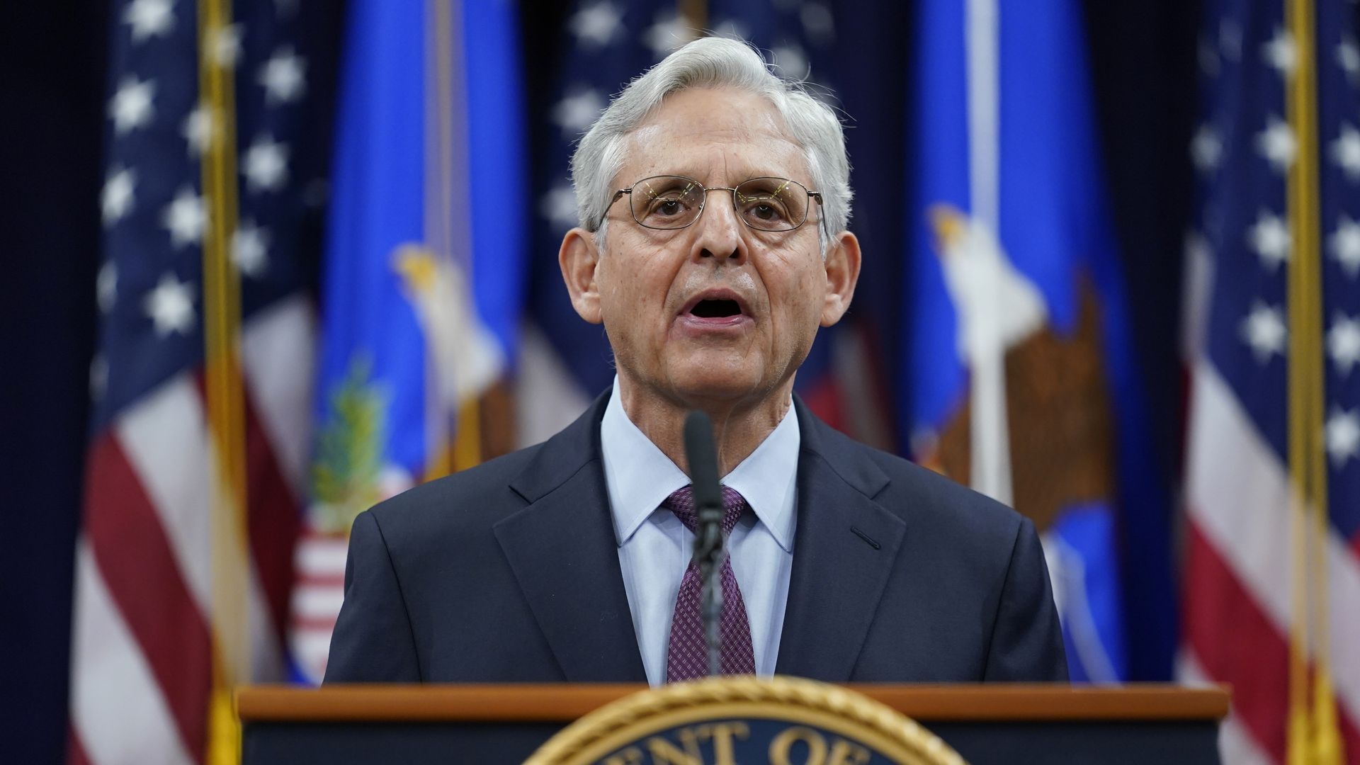 Attorney General Merrick Garland speaks at the Department of Justice on January 5, 2022 in Washington, DC.