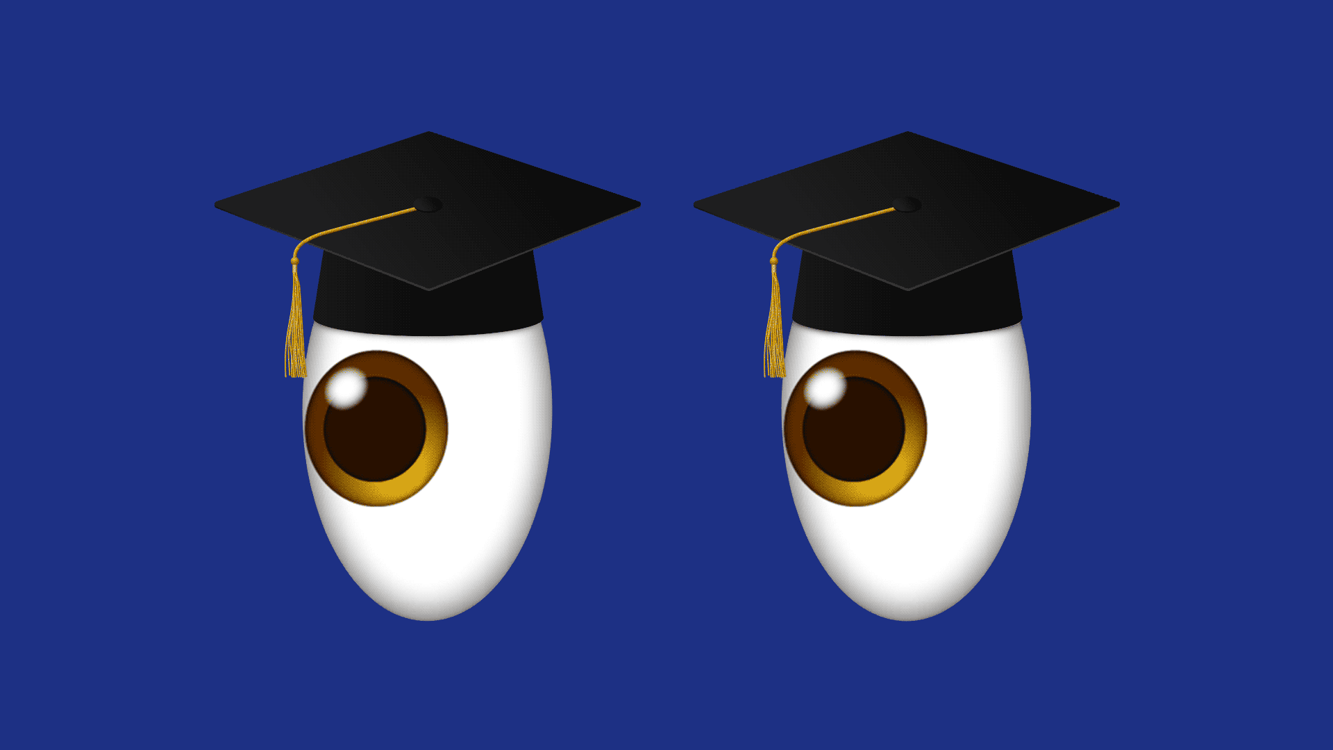 Illustration of eyeballs wearing graduation cap