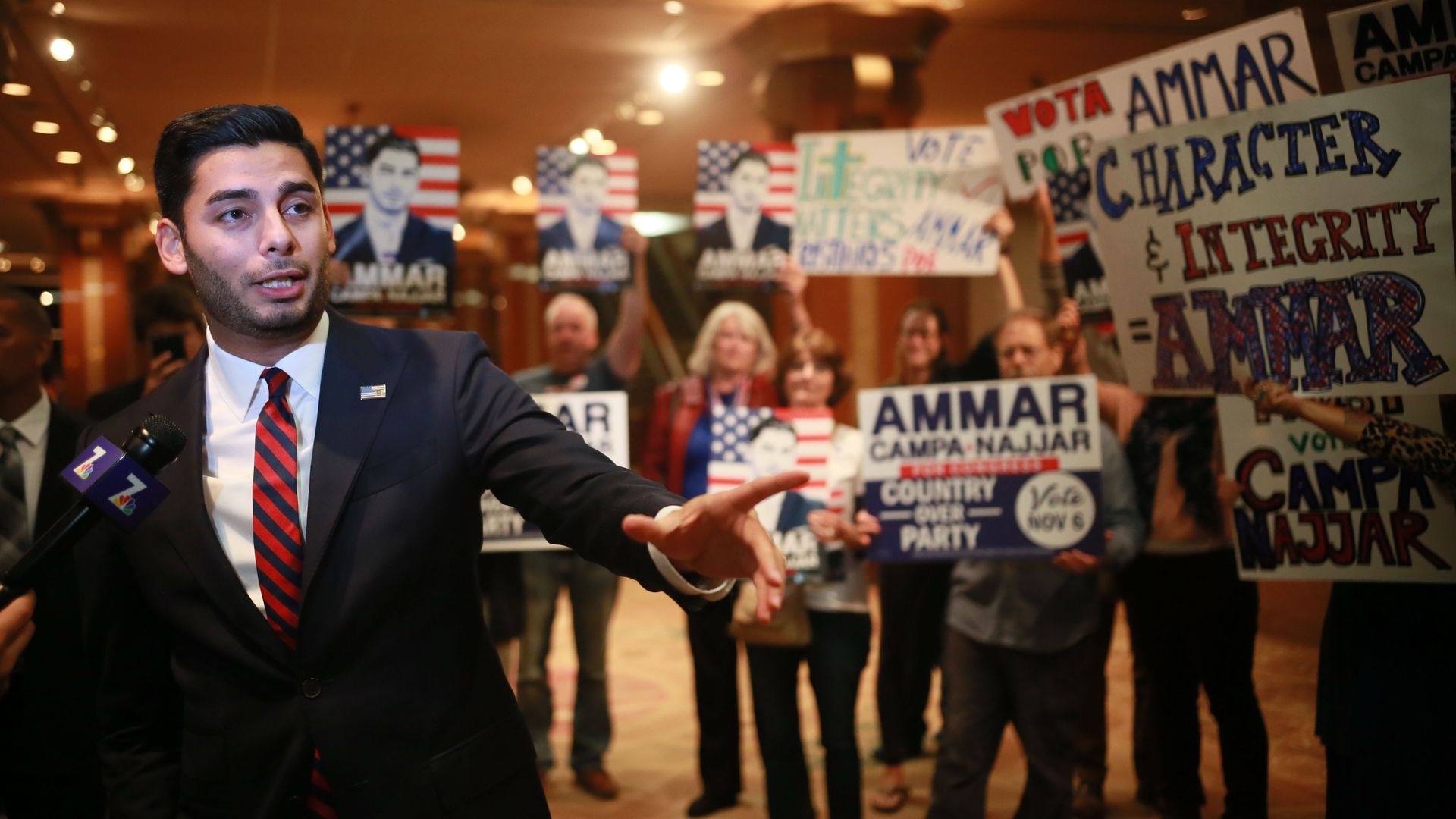 Ammar Campa-Najjar and supporters in Golden Hall in 2018