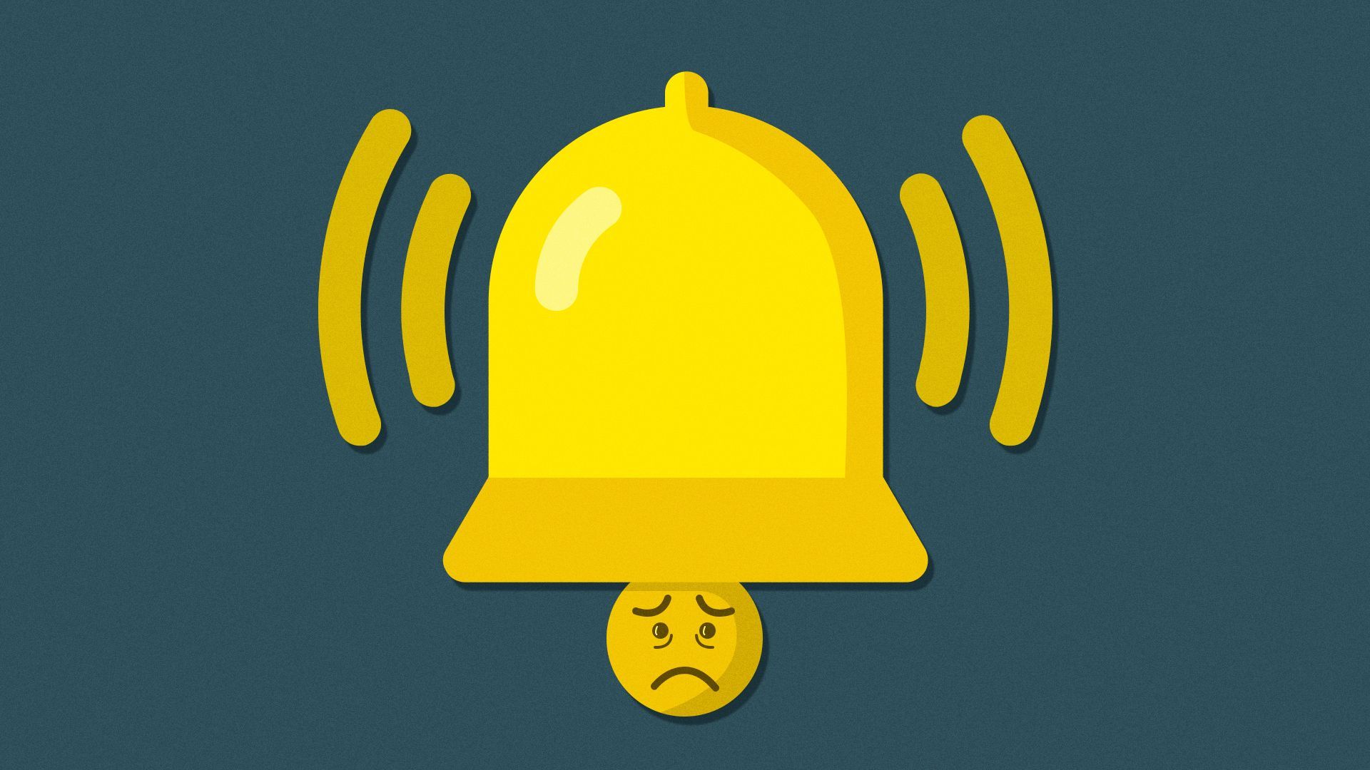 Illustration of a notification bell symbol with an upset emoji as the clapper.