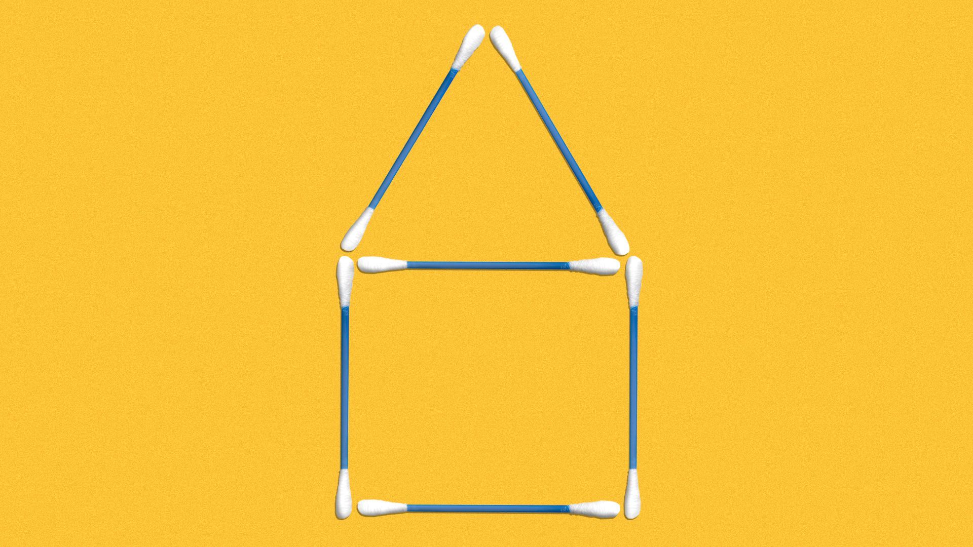 Illustration of a house made out of cotton swabs.