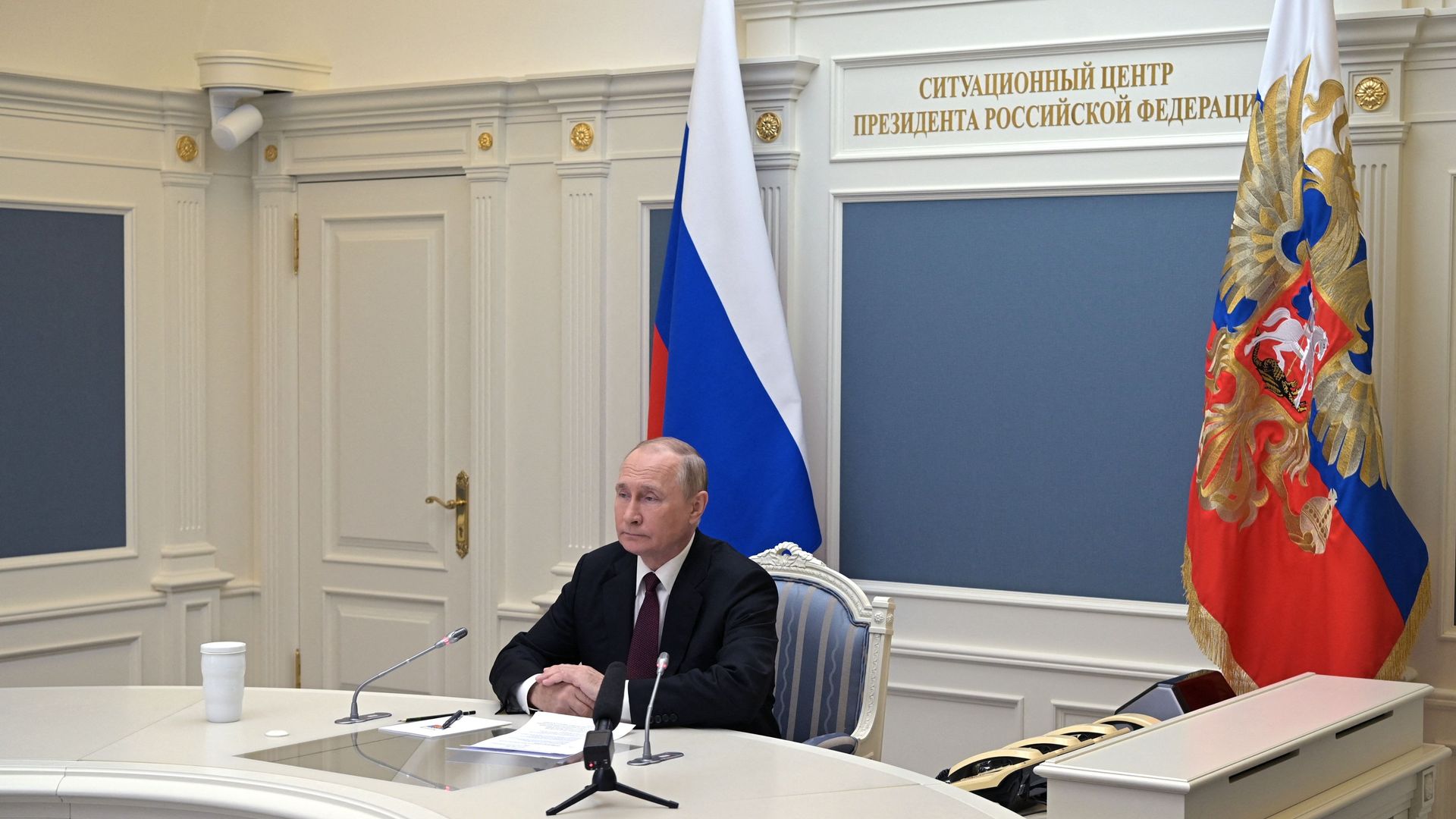 Russian President Vladimir Putin oversees the training of the strategic deterrence forces, 