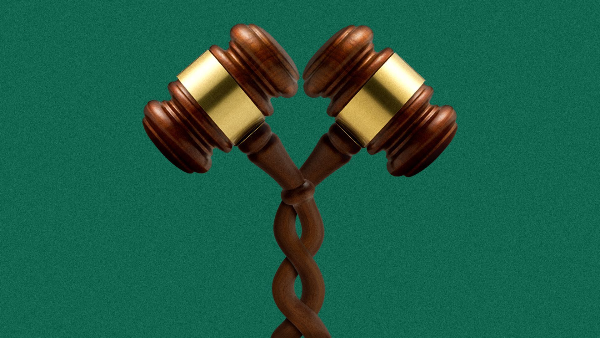 Illustration of two intertwined gavels.