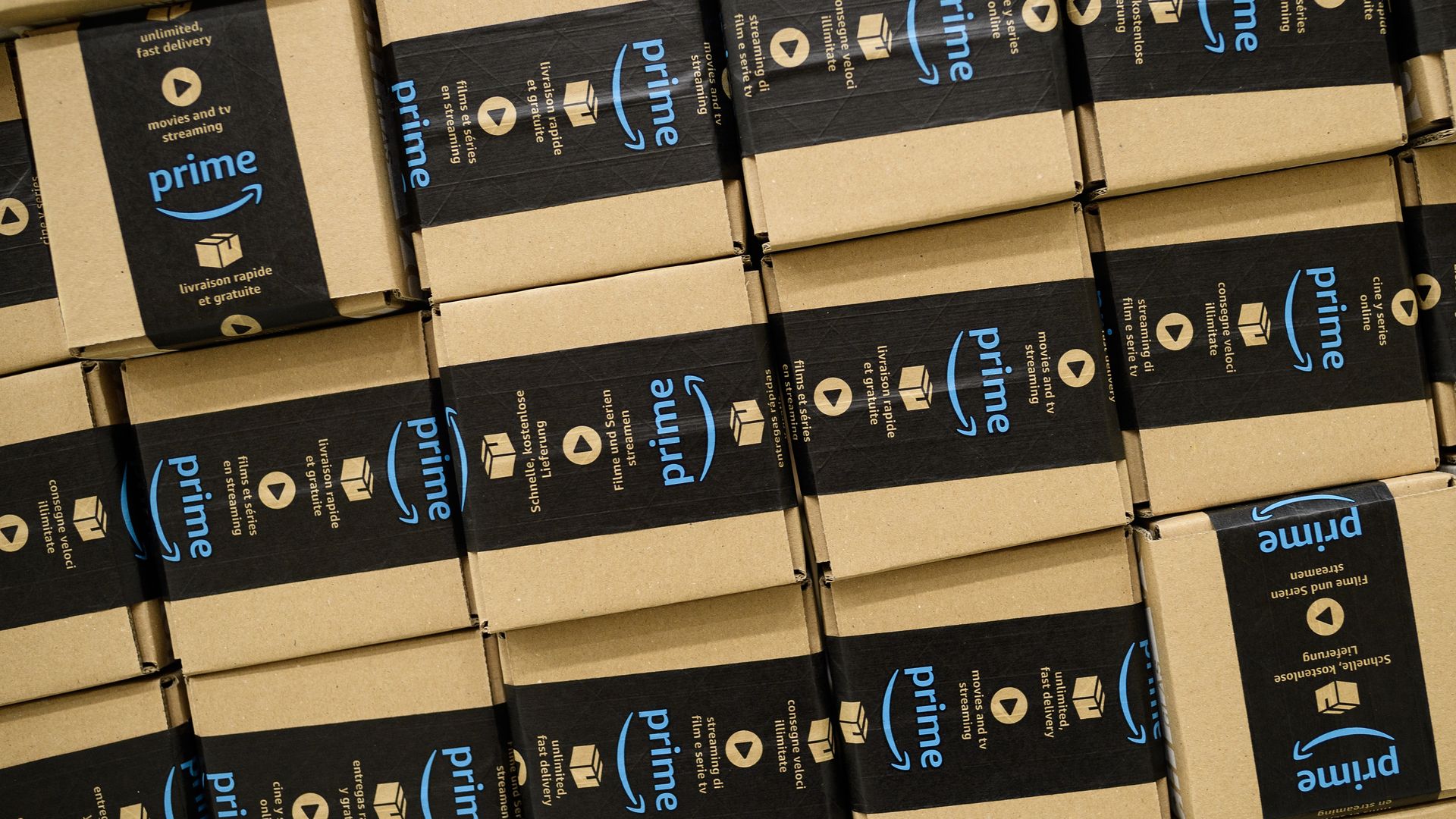 Amazon Prime shipping boxes piled up