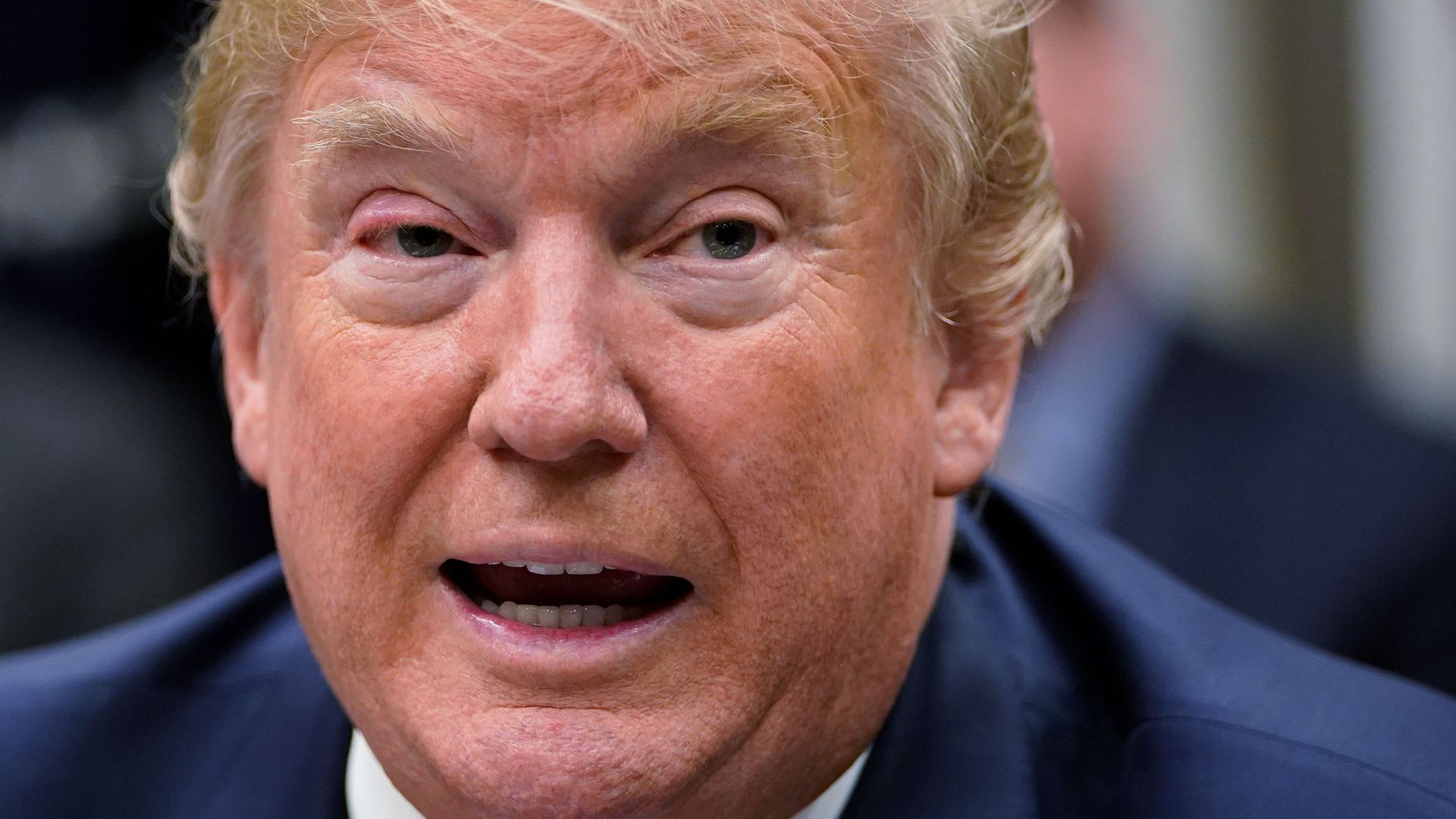 Donald Trump up close with his mouth open