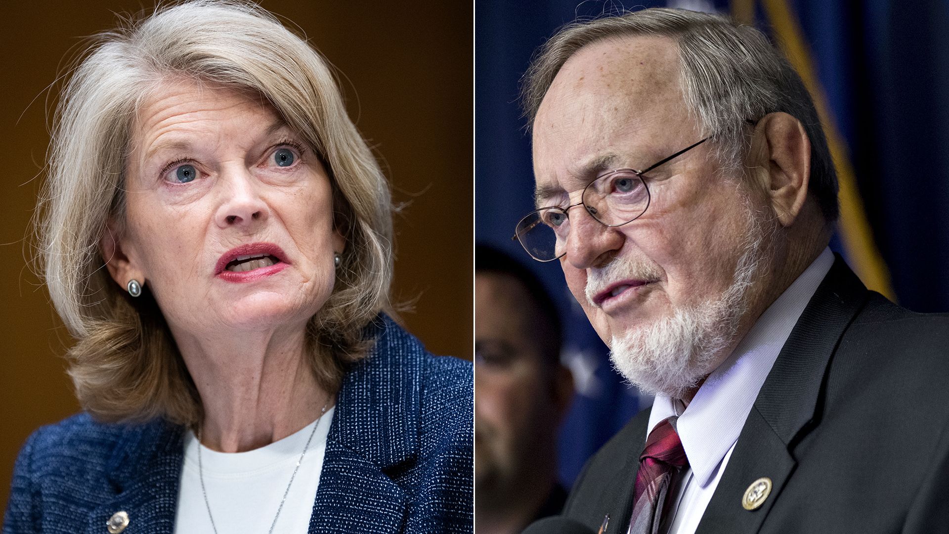 Sen. Lisa Murkowski and the late Rep. Don Young are seen in a side-by-sign photo array.