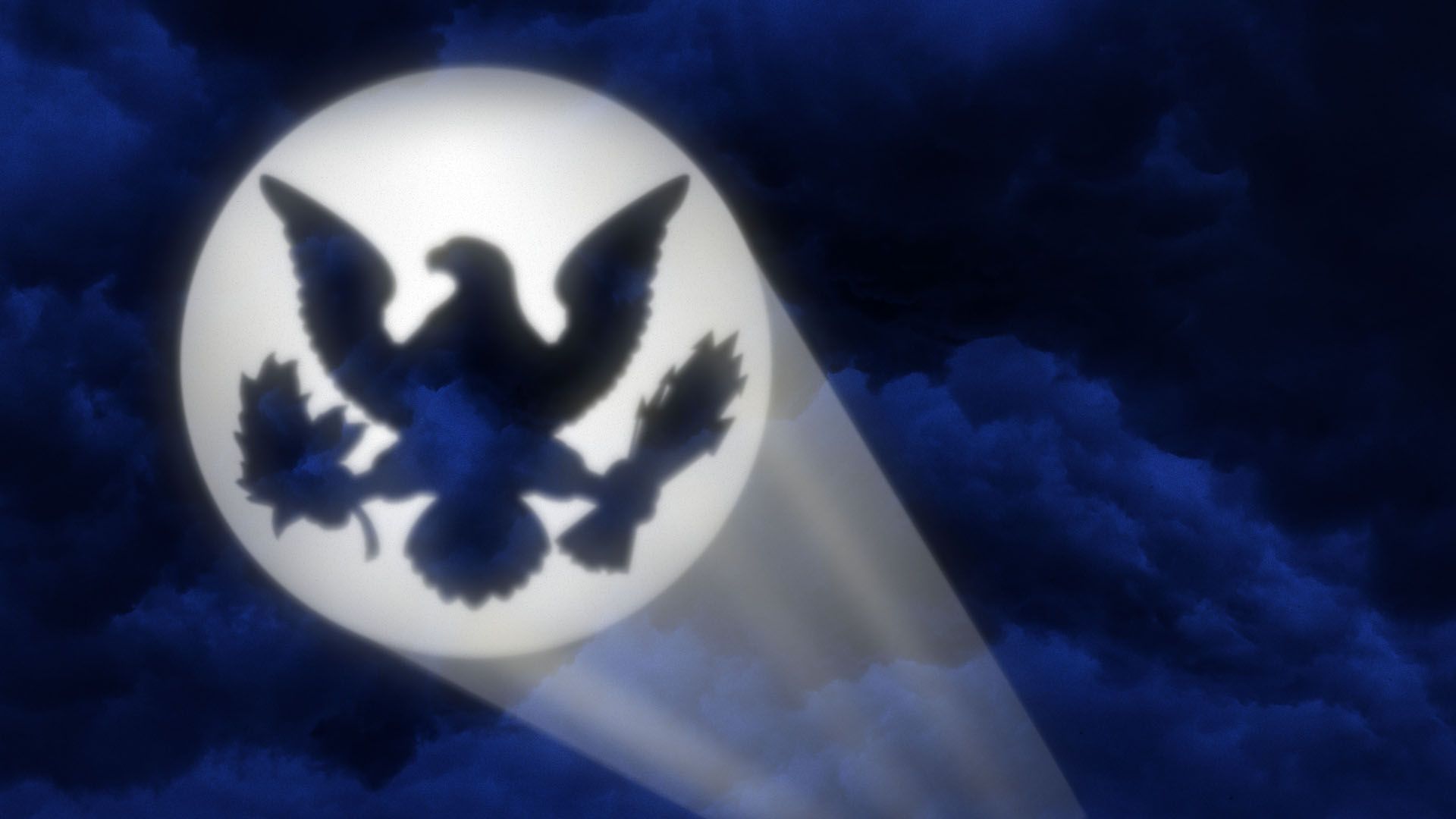 Illustration of the bat signal with the Presidential sea