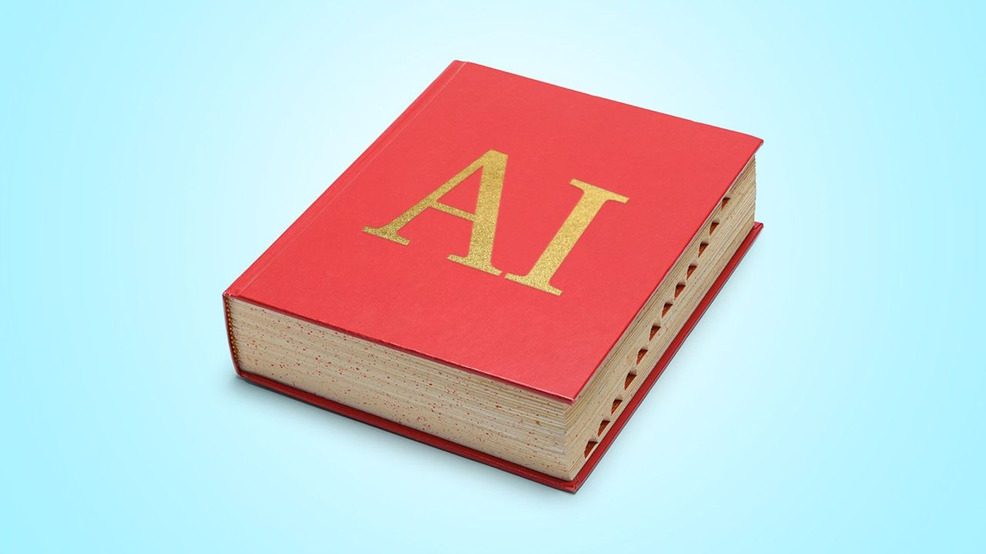 Illustration of a large dictionary with AI embossed on the front