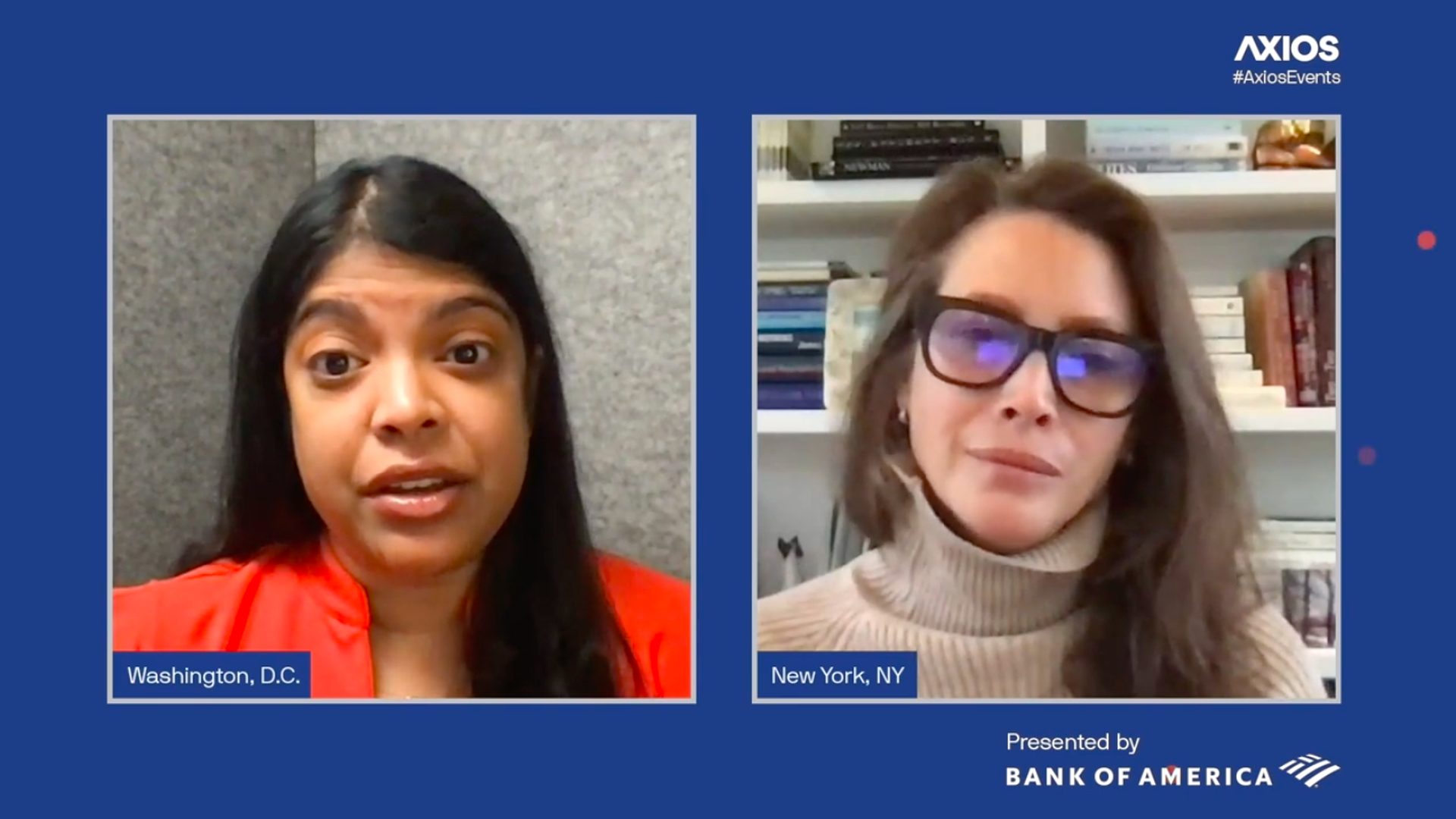 A screenshot of Niala Boodhoo and Christy Turlington Burns