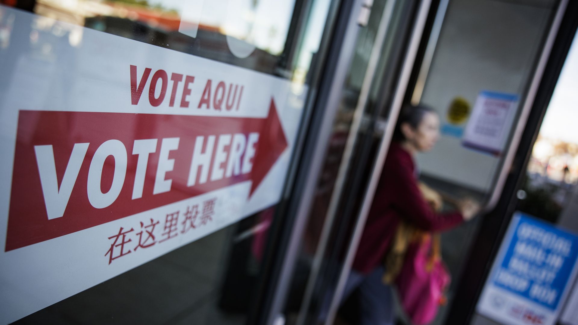 A "Vote Here" sign posted outside a voting center in D.C.