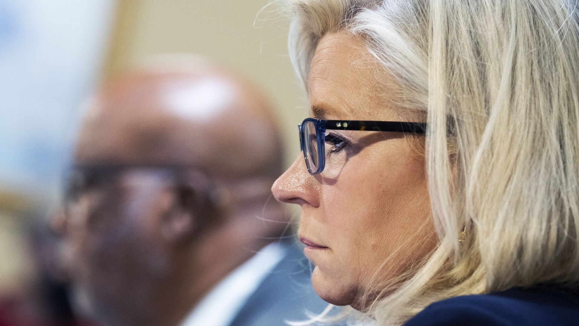 Congresswoman Liz Cheney testifies at a House Rules Committee hearing.