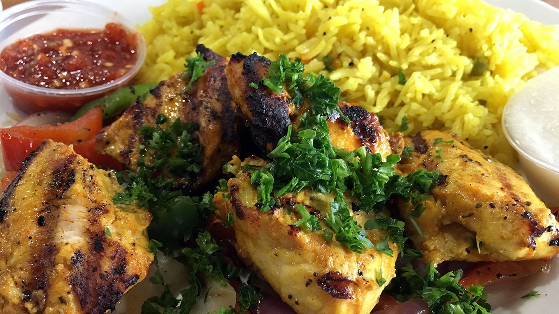 Jasmine Grill’s 6.99 Chicken Kebab Lunch Special will blow your mind
