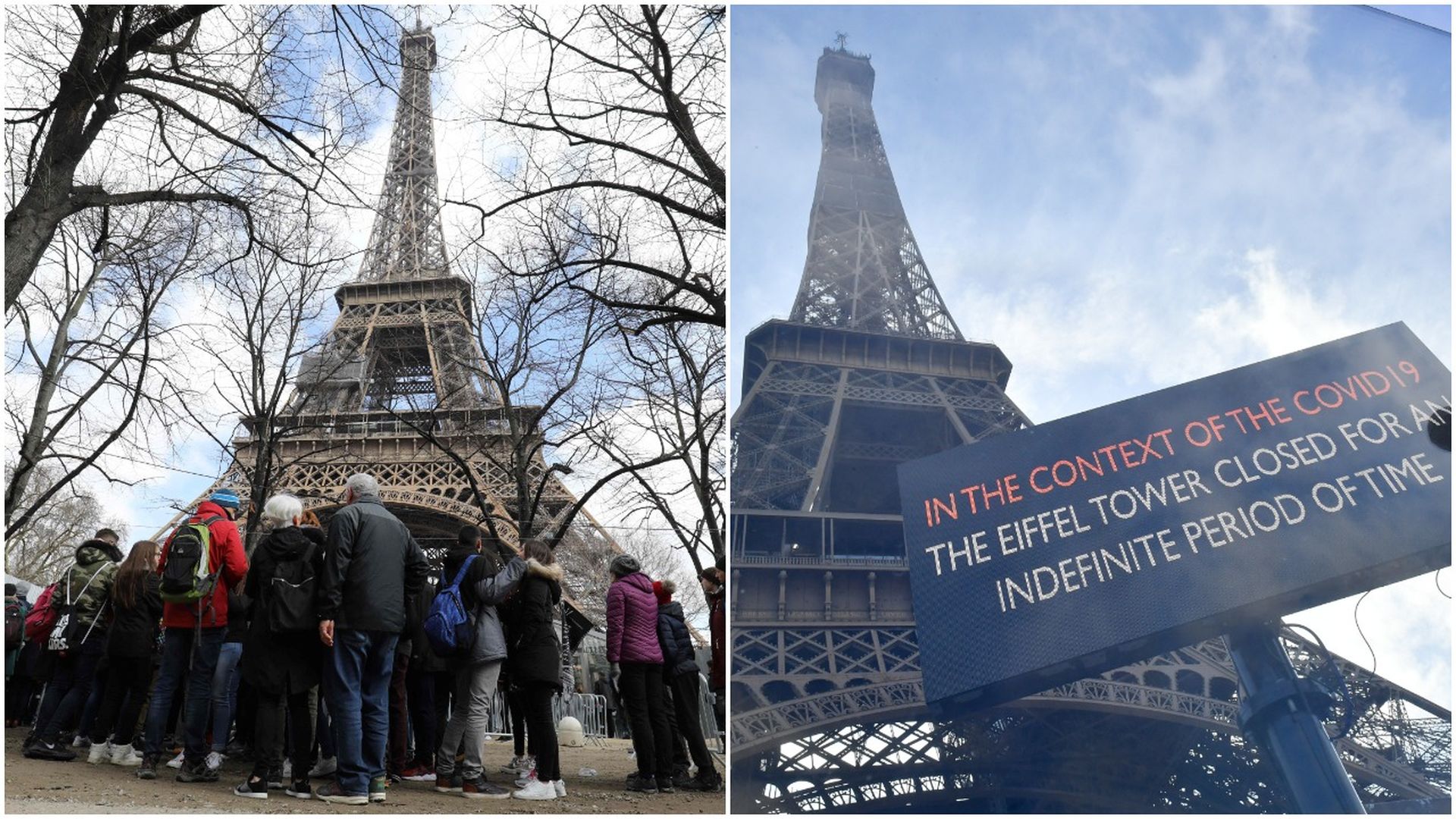 Before and after at the Eiffel Tower in Paris