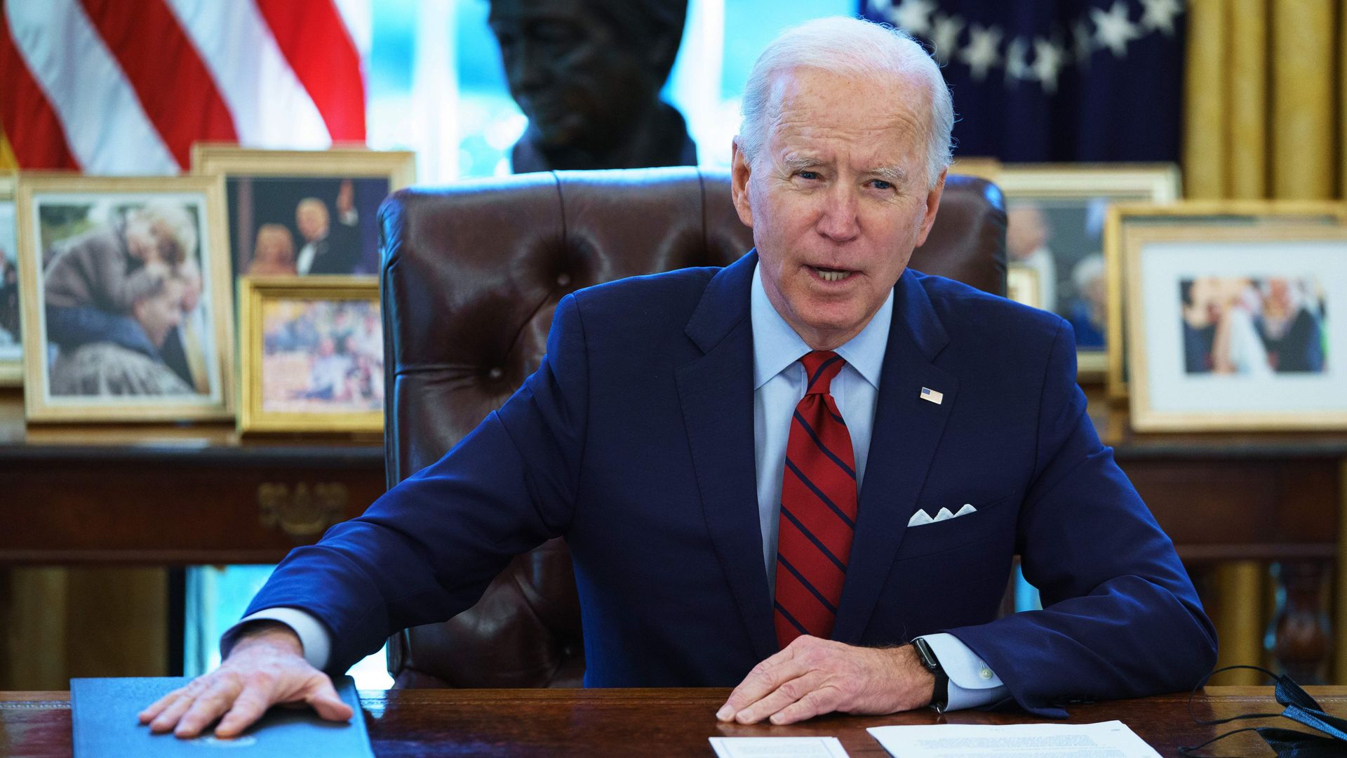 President Joe Biden speaks before signing executive orders on health care