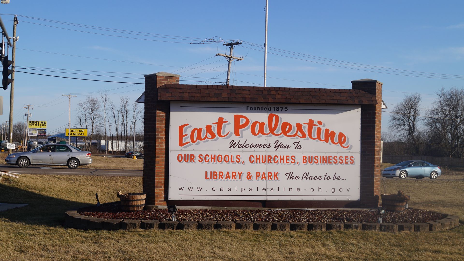 East Palestine road sign