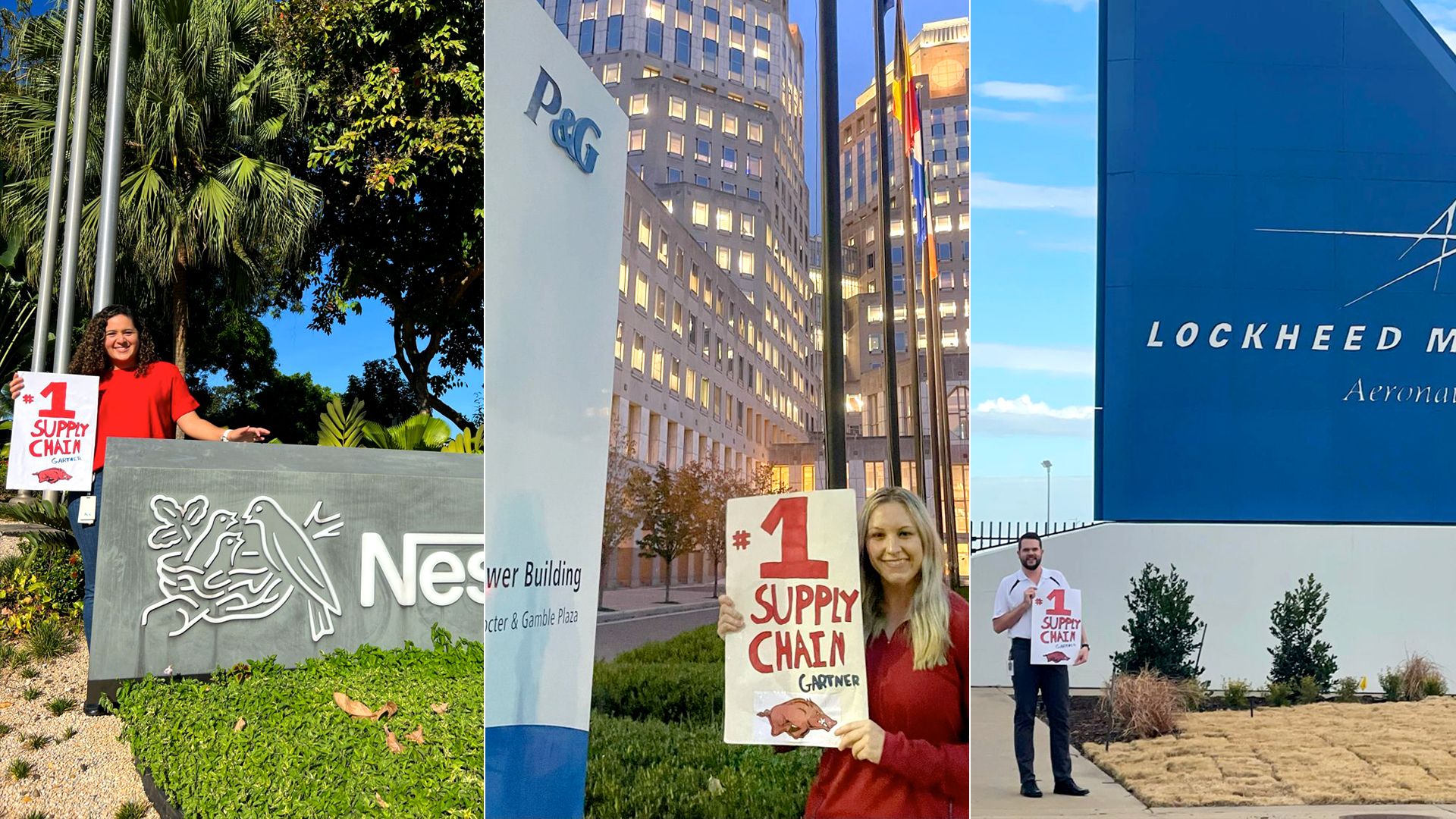 U of A graduates hold a sign reading "#1 Supply Chain"