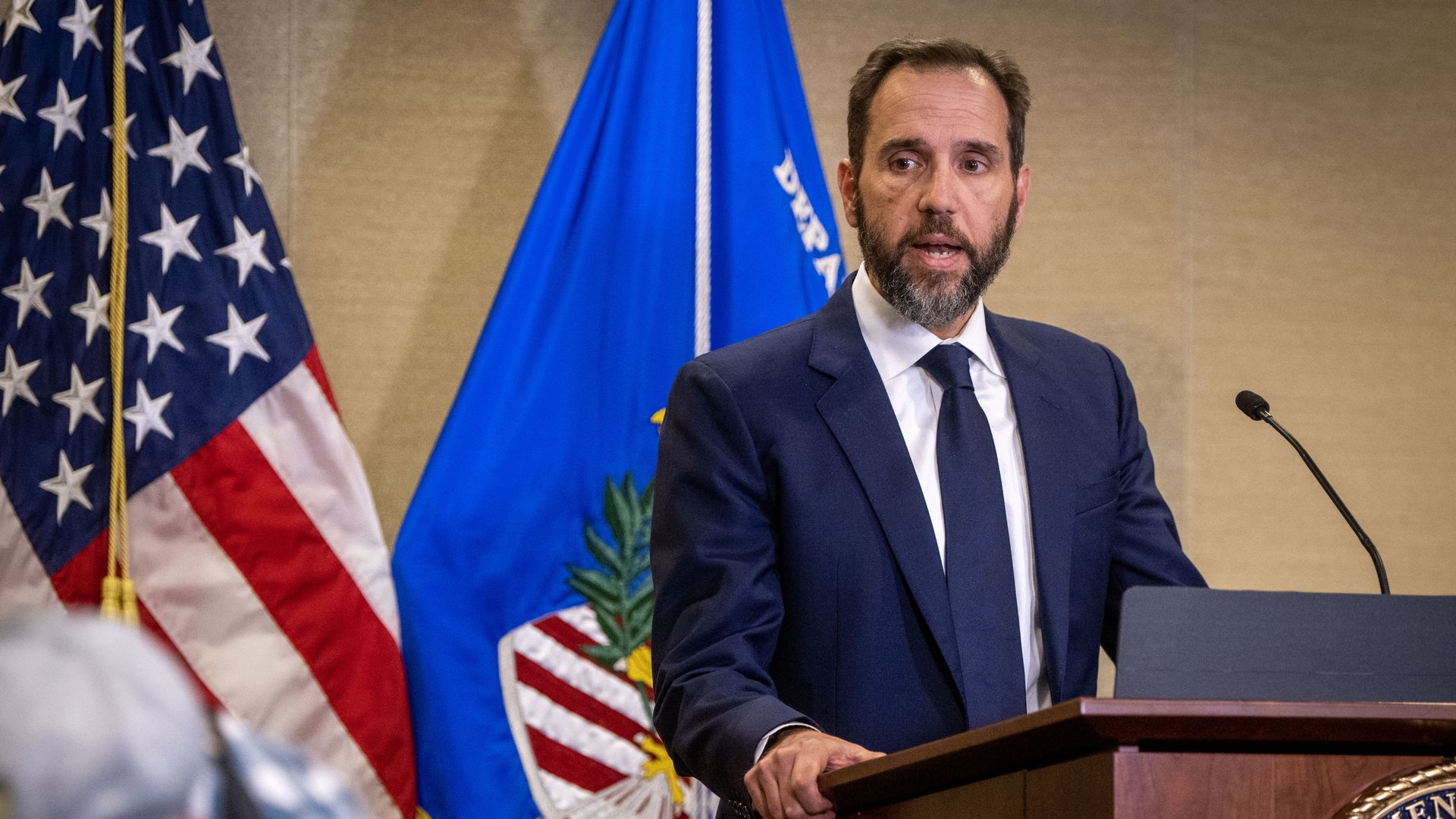 Special Prosecutor Jack Smith addresses reporters after his grand jury has issued more indictments of former President Donald Trump in Washington, DC.