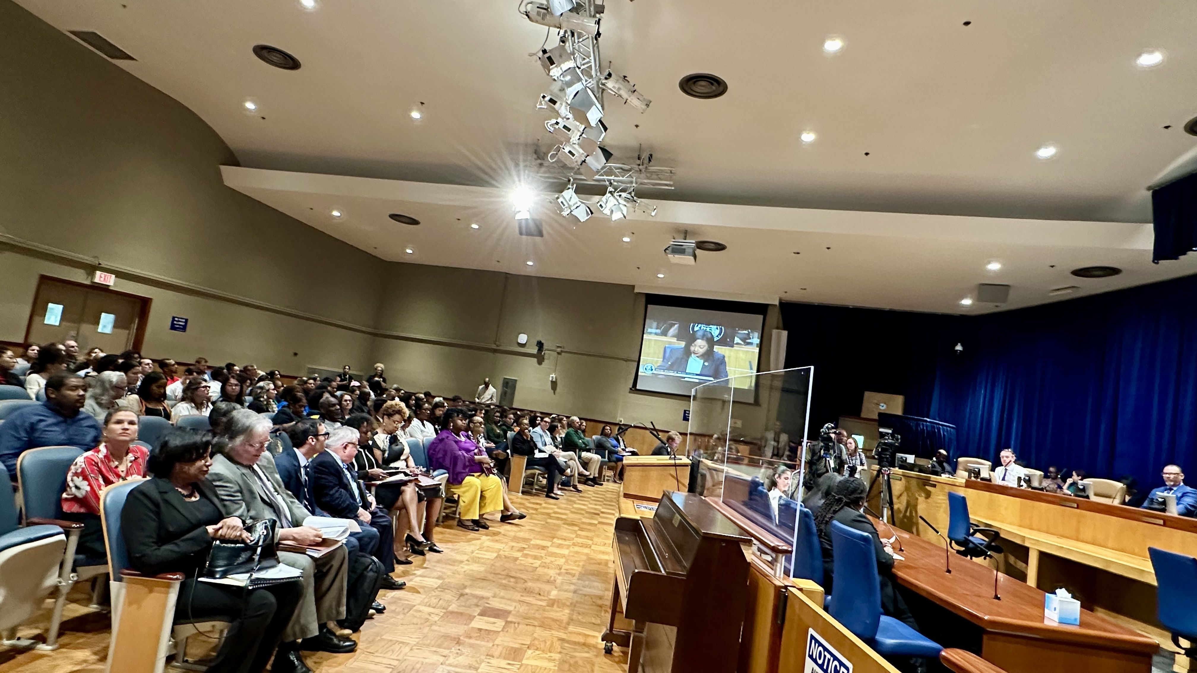Photo shows City Council chambers.